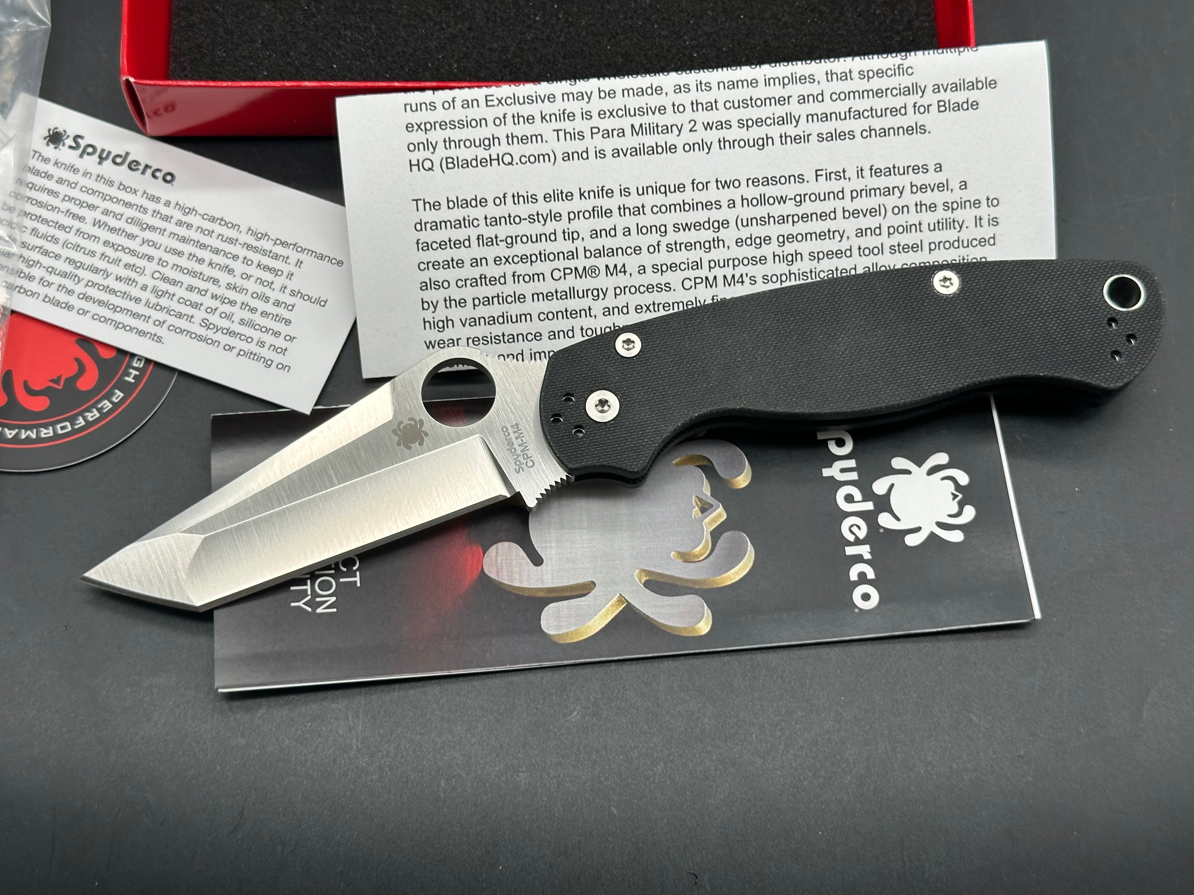 Spyderco Paramilitary 2 Tanto Compression Lock Knife Black G-10 (3.4" Satin M4)