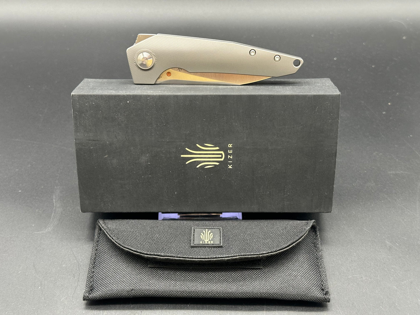 Kizer Steven Kempa VK1-FL Flipper Knife Titanium (3.3" Satin) KI4565