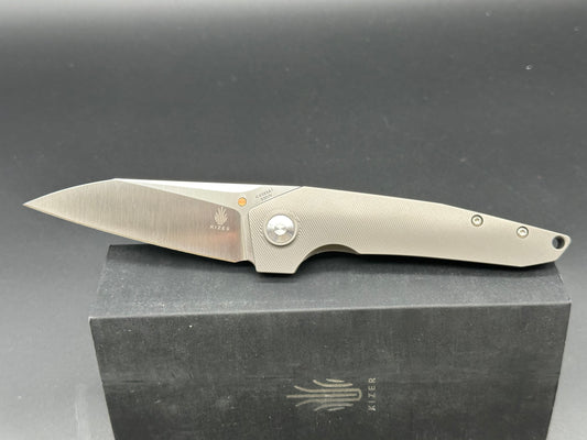 Kizer Steven Kempa VK1-FL Flipper Knife Titanium (3.3" Satin) KI4565