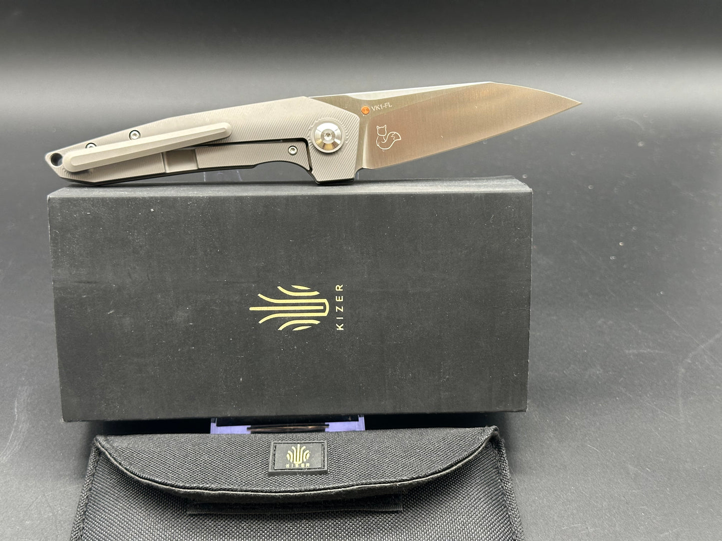 Kizer Steven Kempa VK1-FL Flipper Knife Titanium (3.3" Satin) KI4565