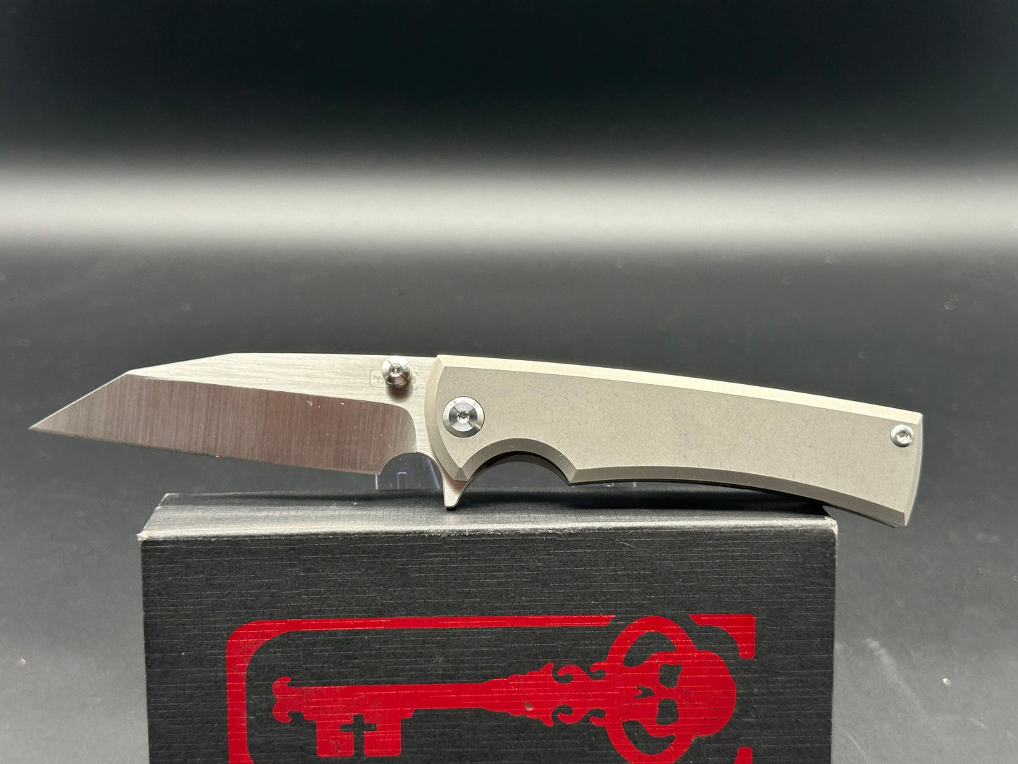 Chaves Sangre Street Flipper Knife Titanium (3.4" Satin M390) add titanium thumb studs