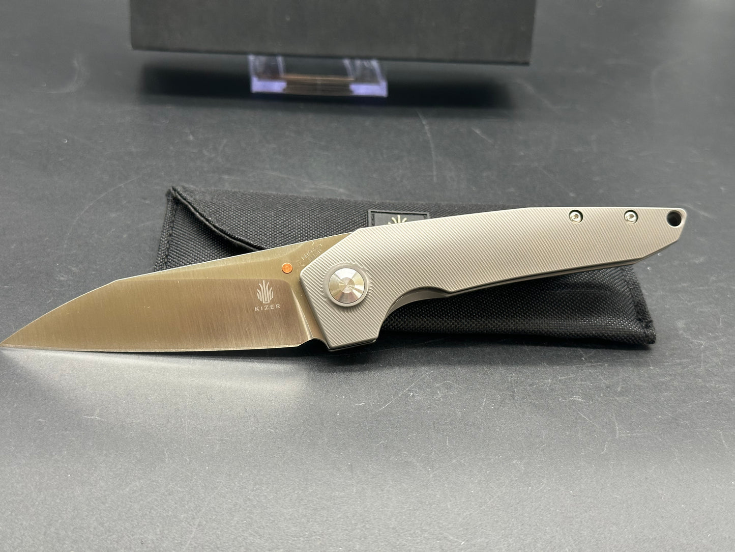 Kizer Steven Kempa VK1-FL Flipper Knife Titanium (3.3" Satin) KI4565