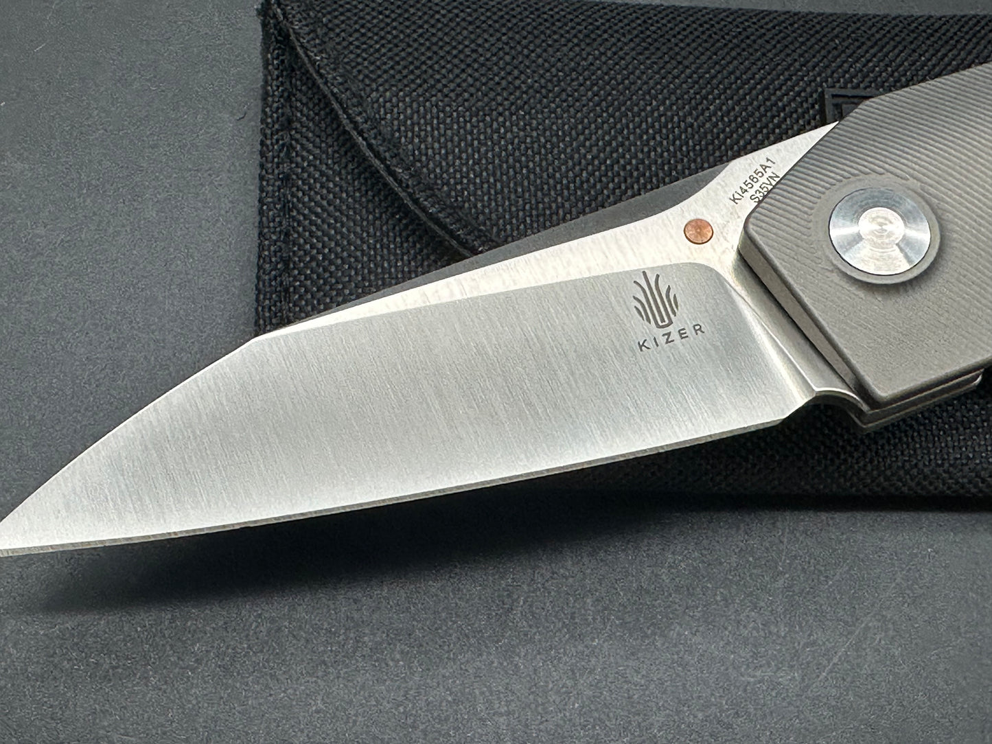 Kizer Steven Kempa VK1-FL Flipper Knife Titanium (3.3" Satin) KI4565