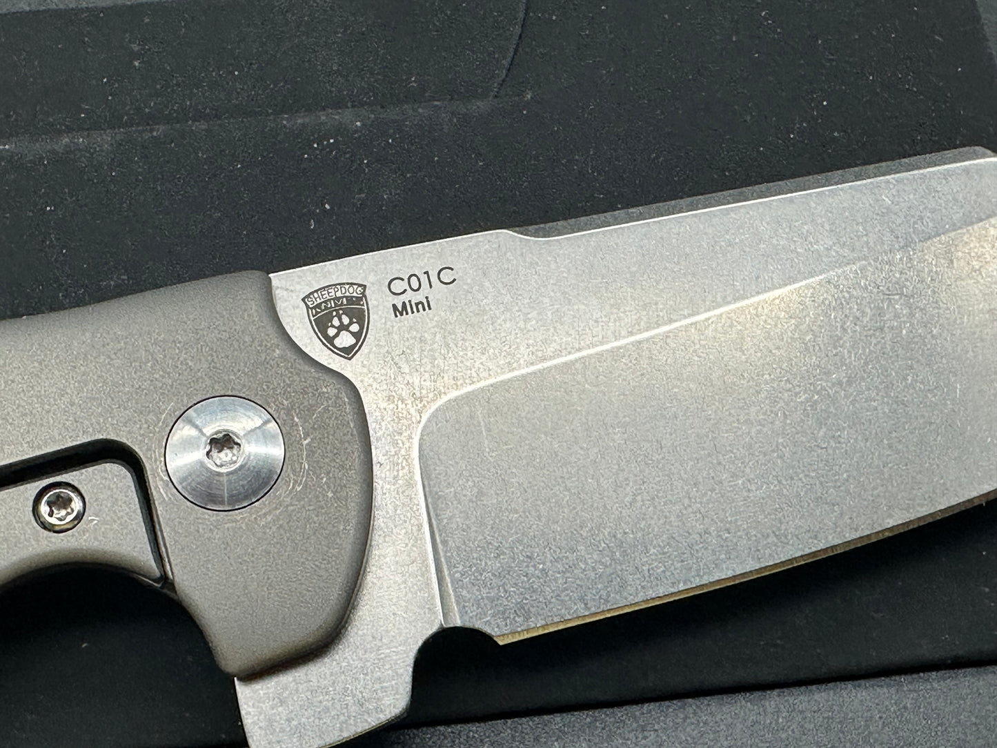 KIZER MINI SHEEPDOG FLIPPER KNIFE GRAY TITANIUM HANDLE PLAIN S35VN