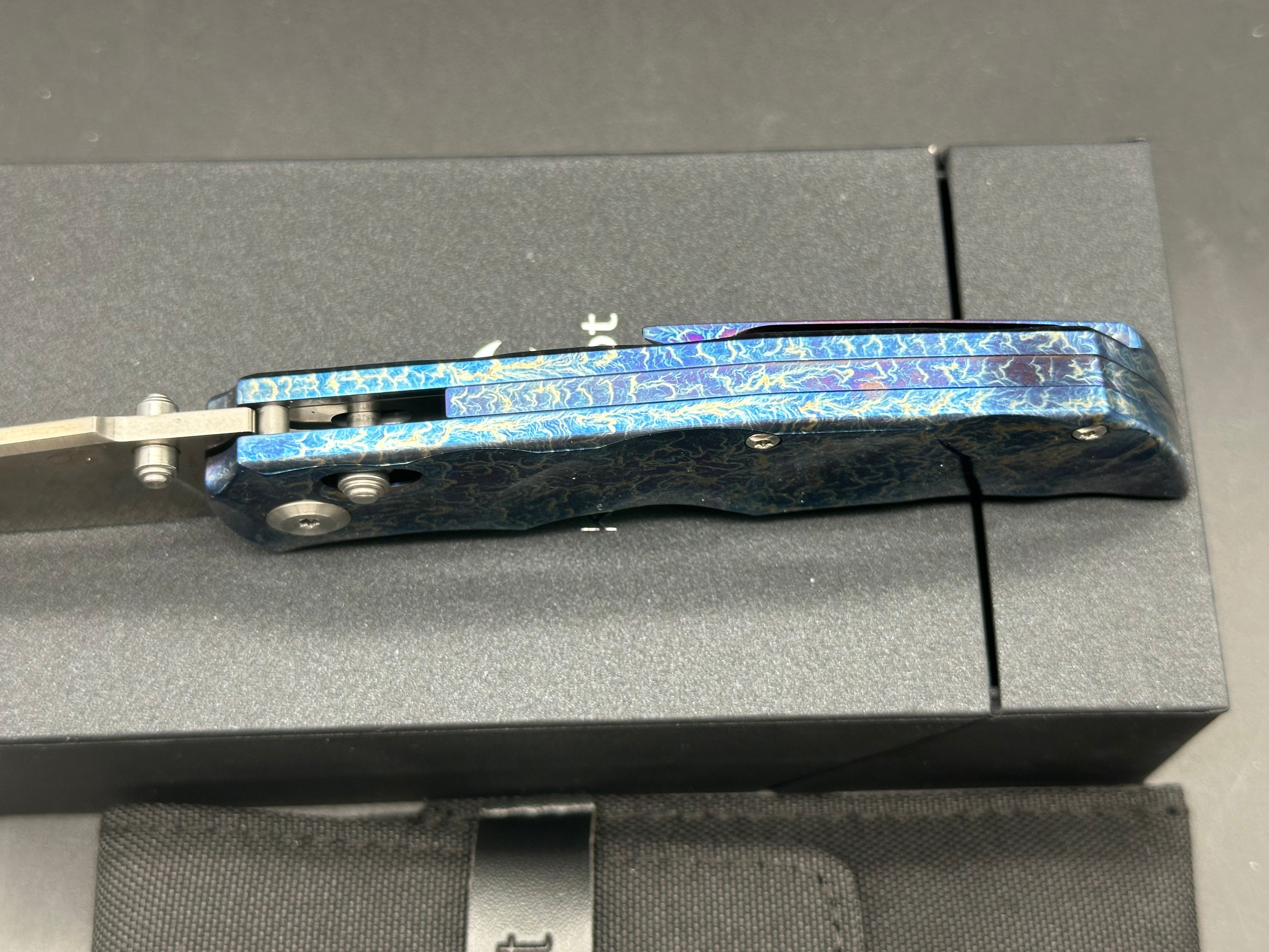 KANSEPT SIF CROSSBAR LOCK TITANIUM LIGHTNING STRIKE FINISH HANDLE (3.76" CPM S35VN BLADE)