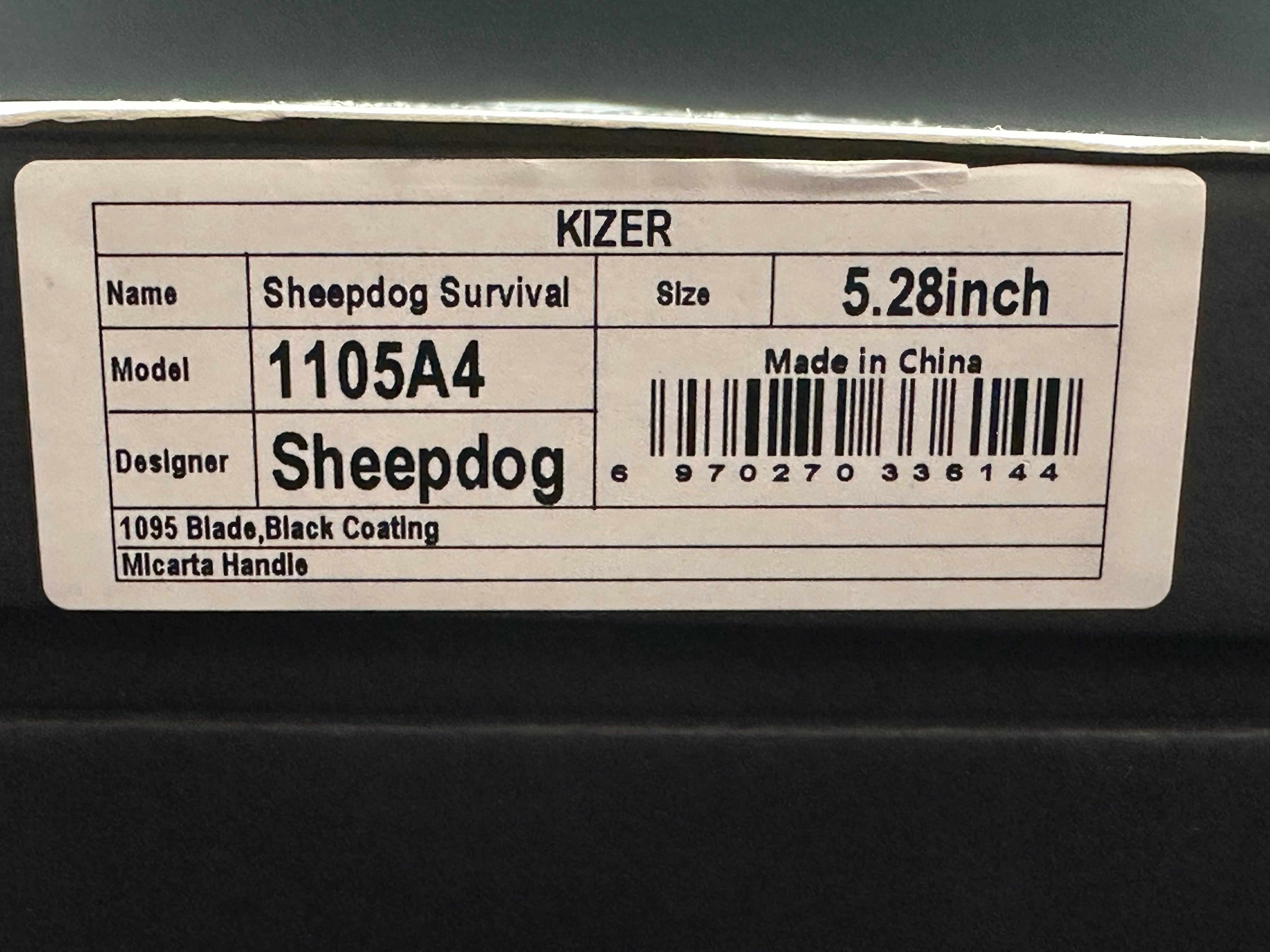 KIZER SHEEPDOG SURVIVAL FIXED BLADE KNIFE GREEN MICARTA HANDLE 1095 CLIP POINT PLAIN BLACK BLADE