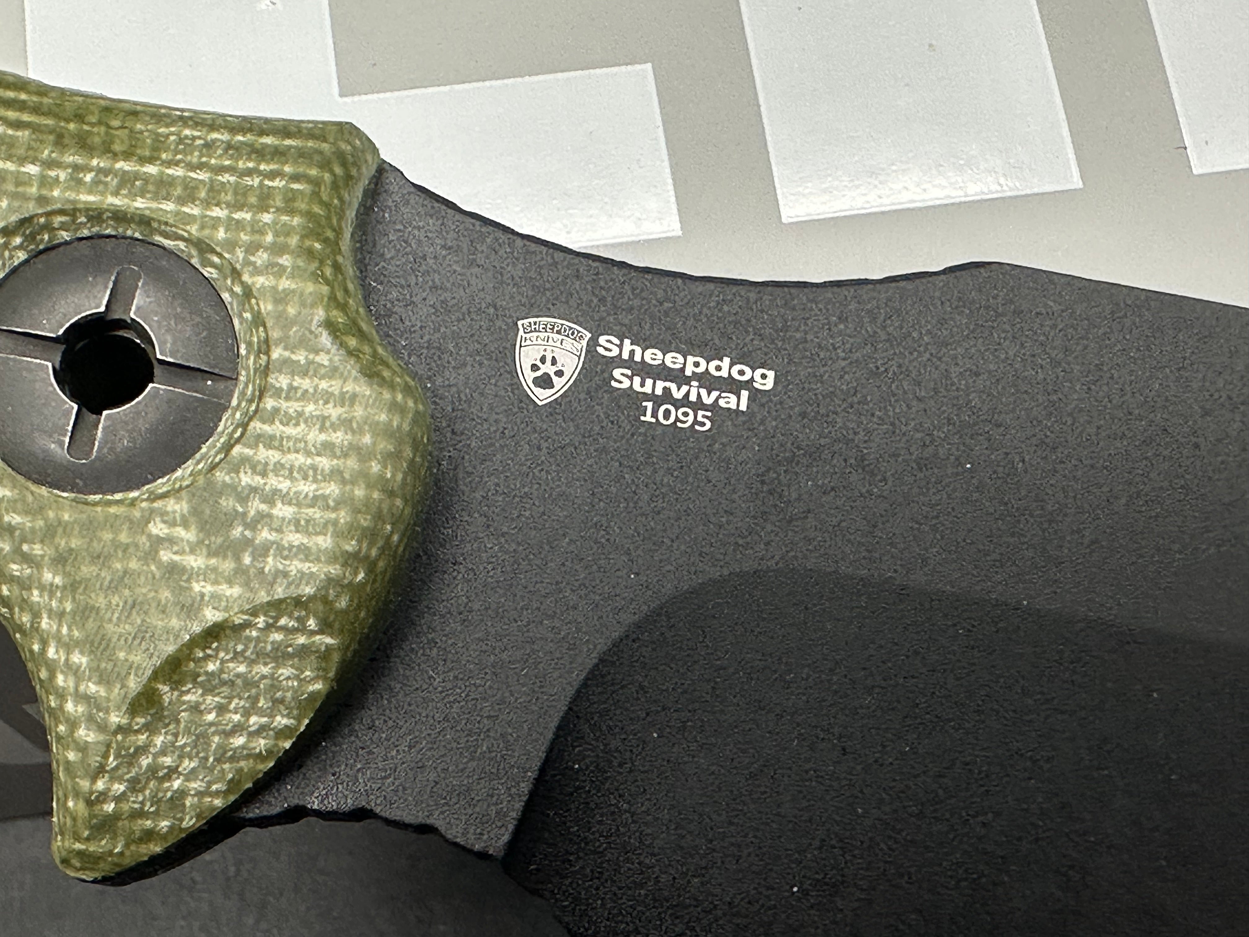 KIZER SHEEPDOG SURVIVAL FIXED BLADE KNIFE GREEN MICARTA HANDLE 1095 CLIP POINT PLAIN BLACK BLADE