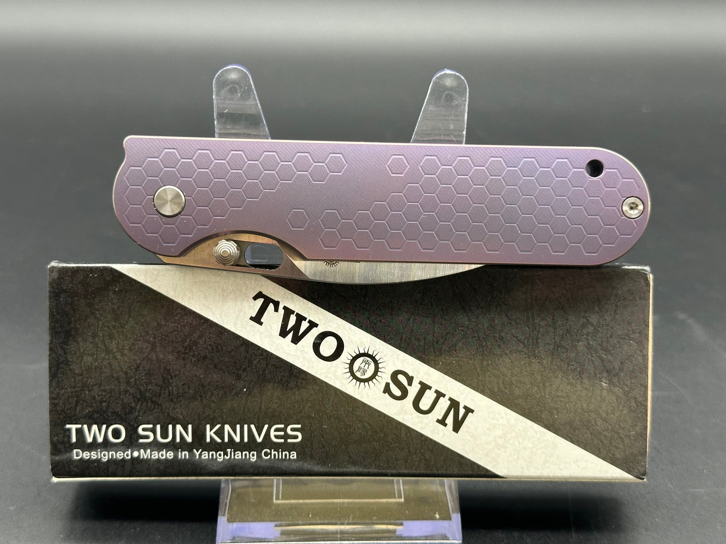 TwoSun TS316 purple titanium handle w/14c28n blade