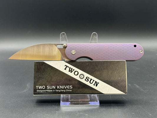 TwoSun TS316 purple titanium handle w/14c28n blade