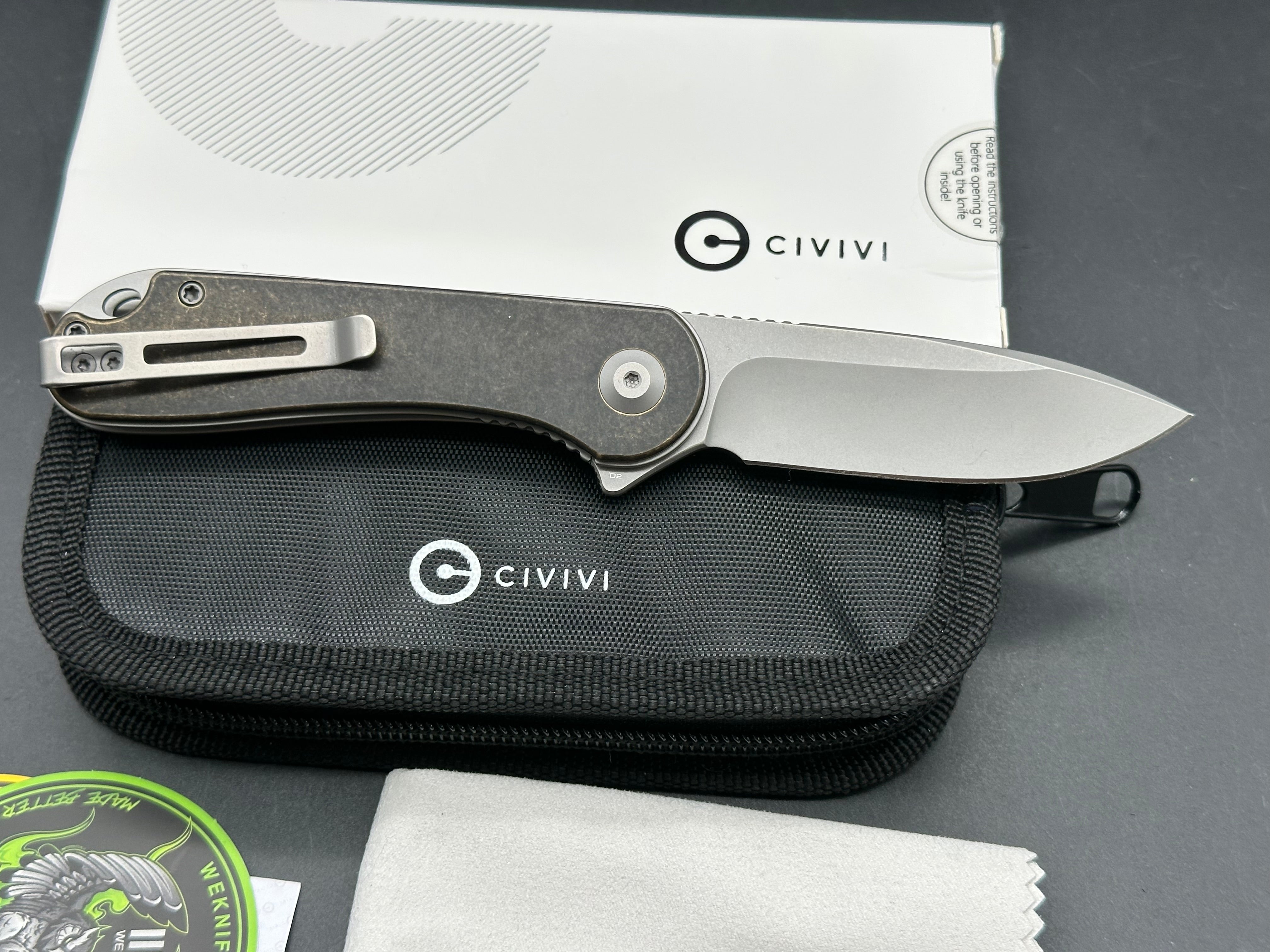 CIVIVI Elementum Liner Lock Knife Brass (2.9" Stonewash)