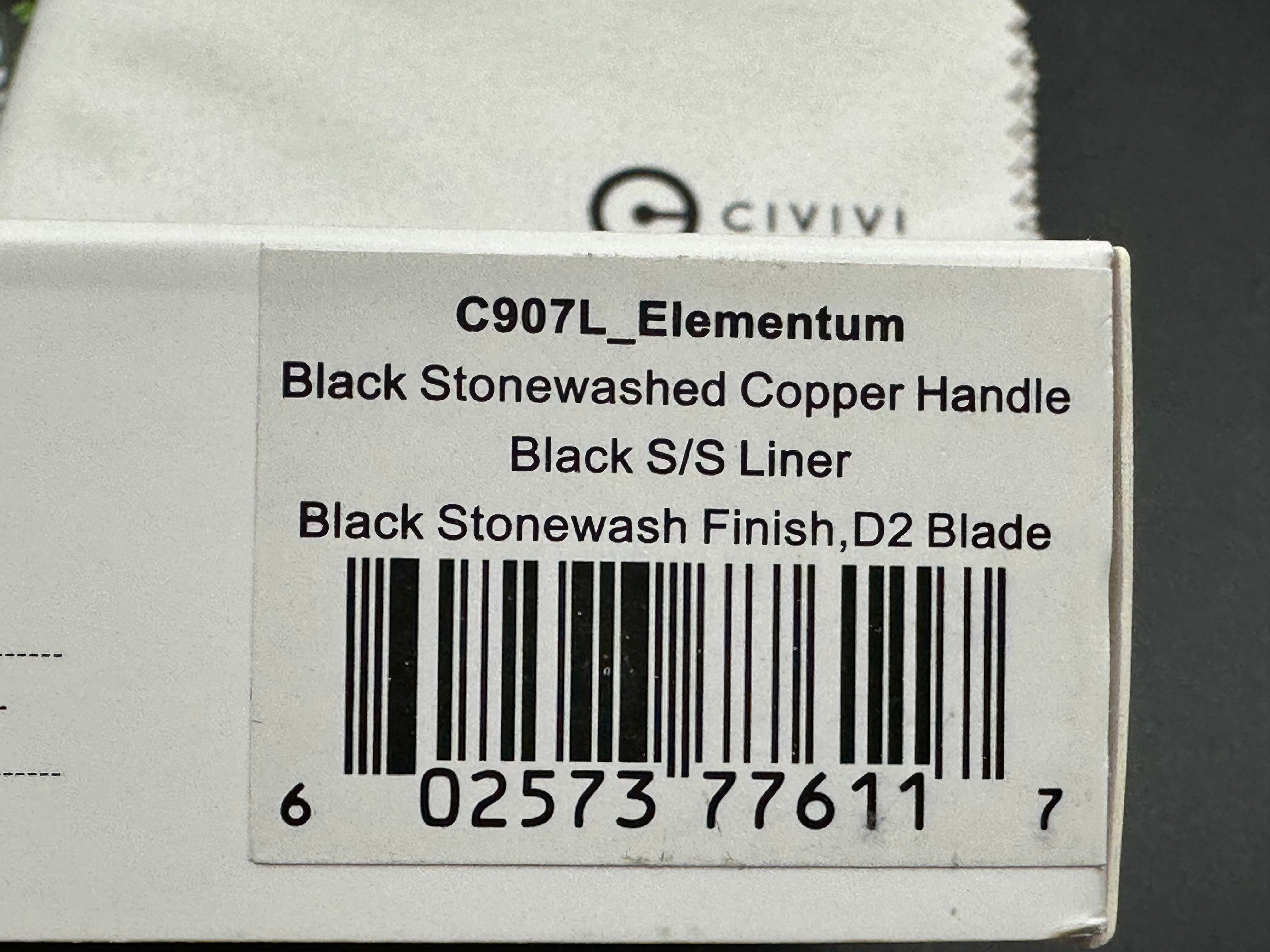 CIVIVI Elementum Liner Lock Knife Copper (2.9" Black Stonewash)