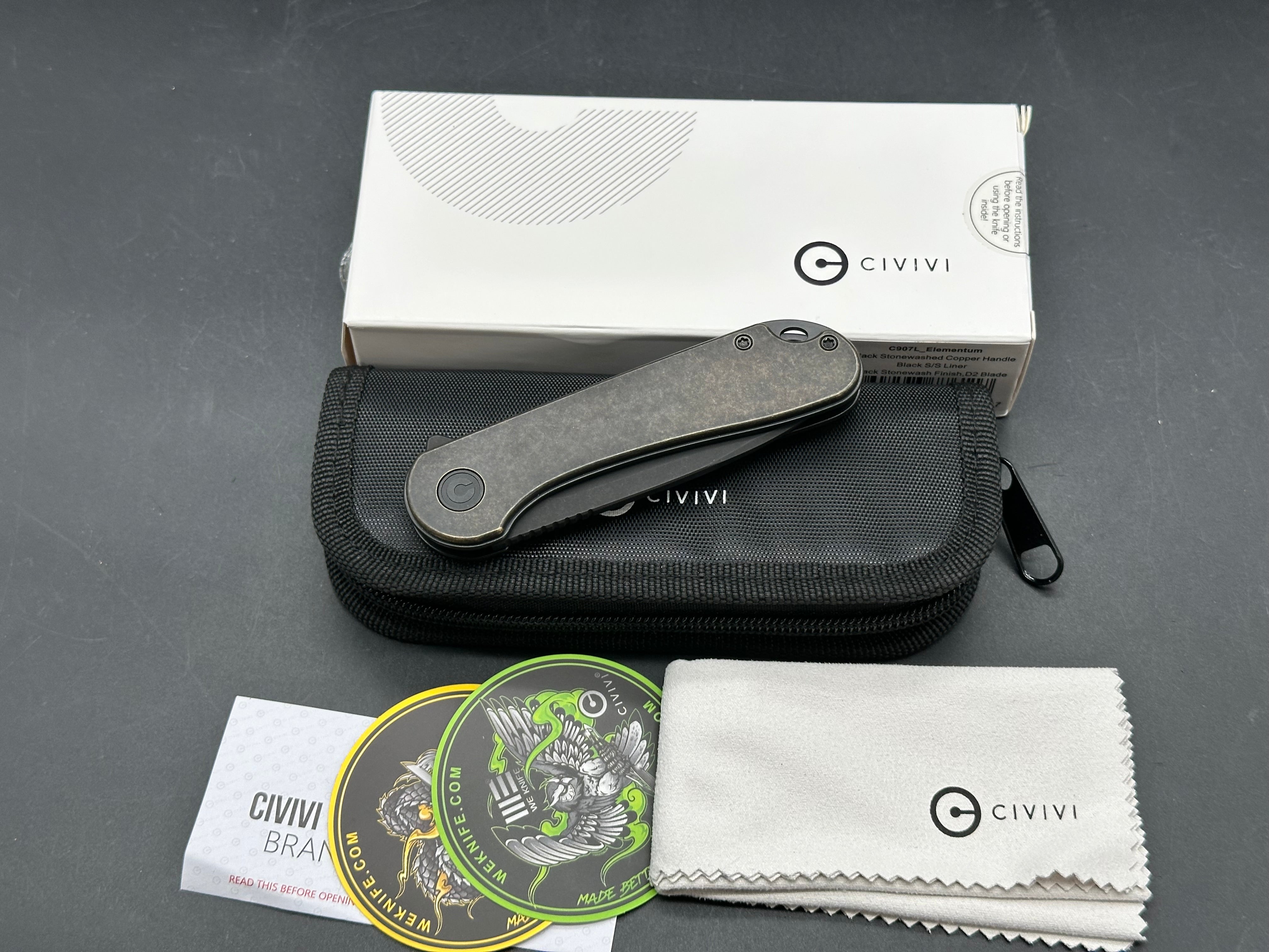 CIVIVI Elementum Liner Lock Knife Copper (2.9" Black Stonewash)