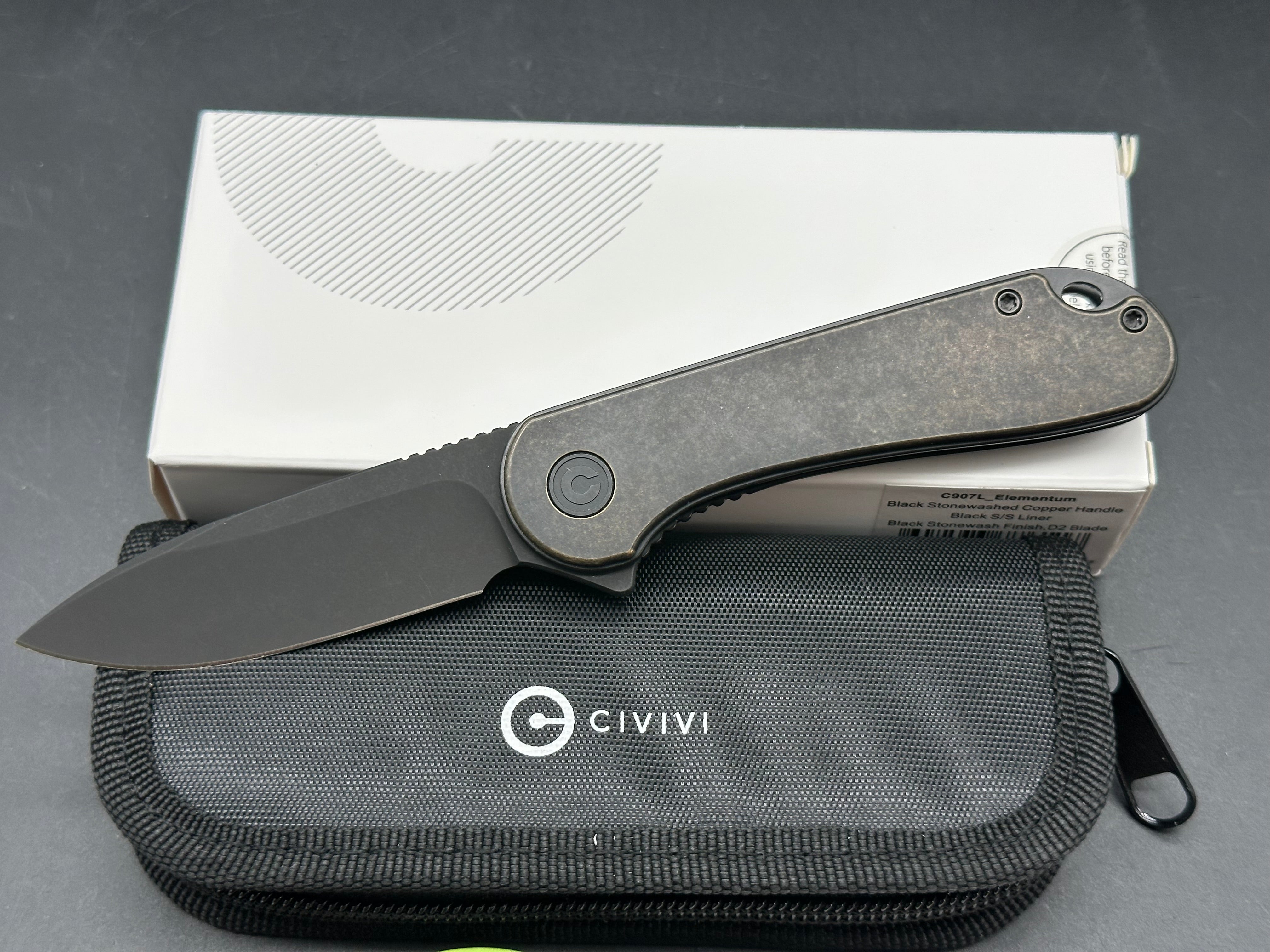 CIVIVI Elementum Liner Lock Knife Copper (2.9" Black Stonewash)
