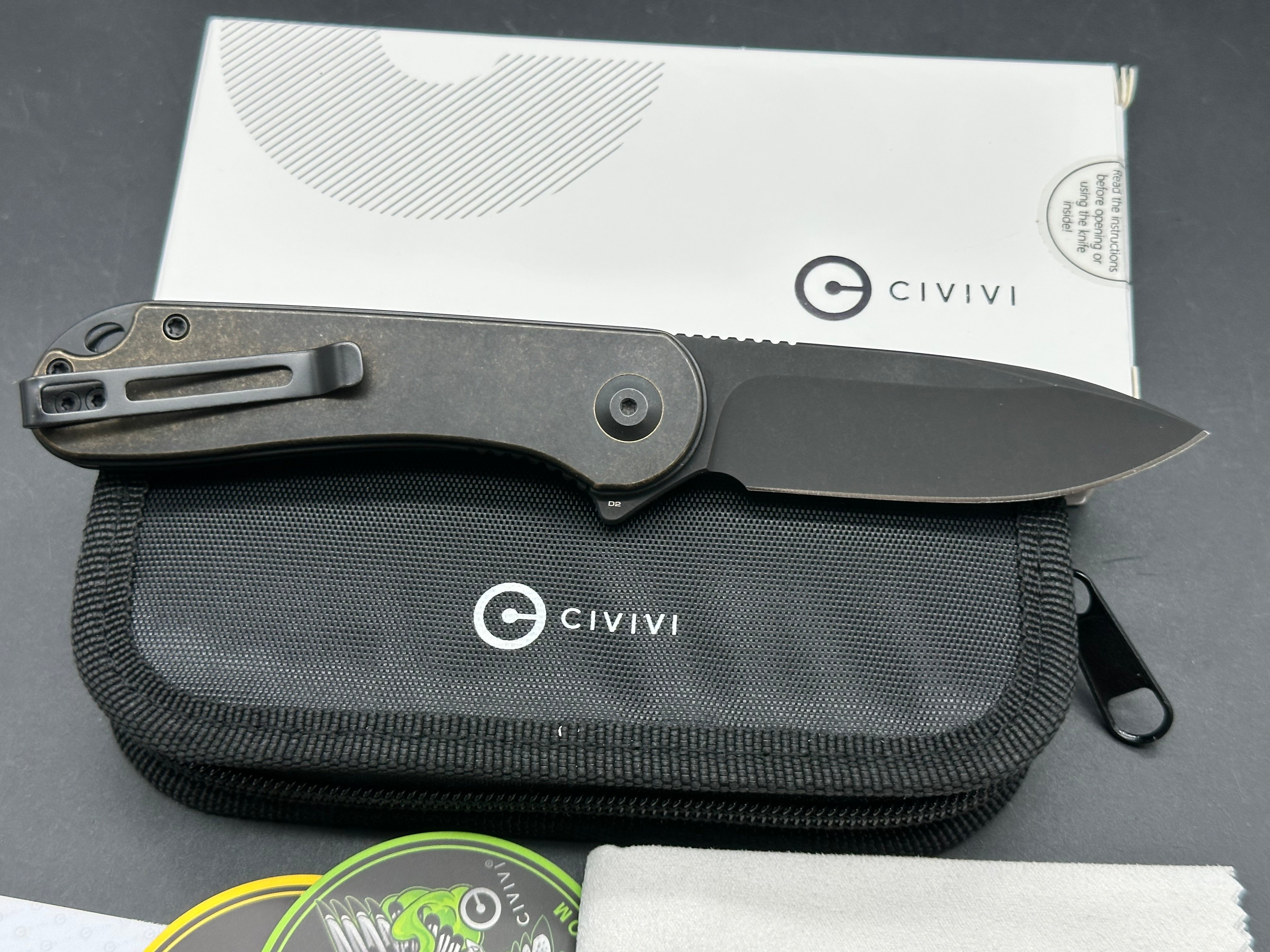 CIVIVI Elementum Liner Lock Knife Copper (2.9" Black Stonewash)