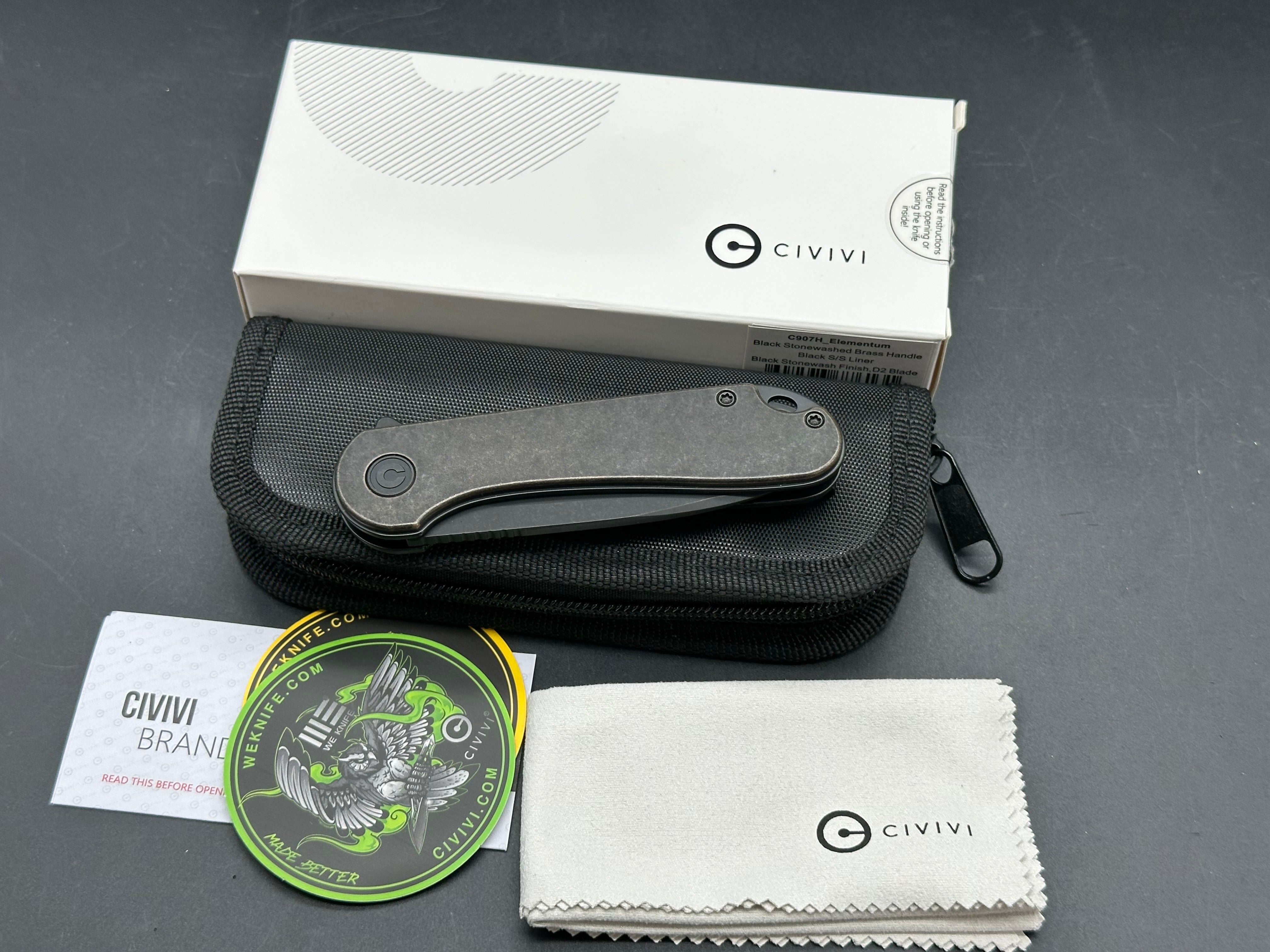 CIVIVI Elementum Liner Lock Knife Brass (2.9" Black Stonewash)