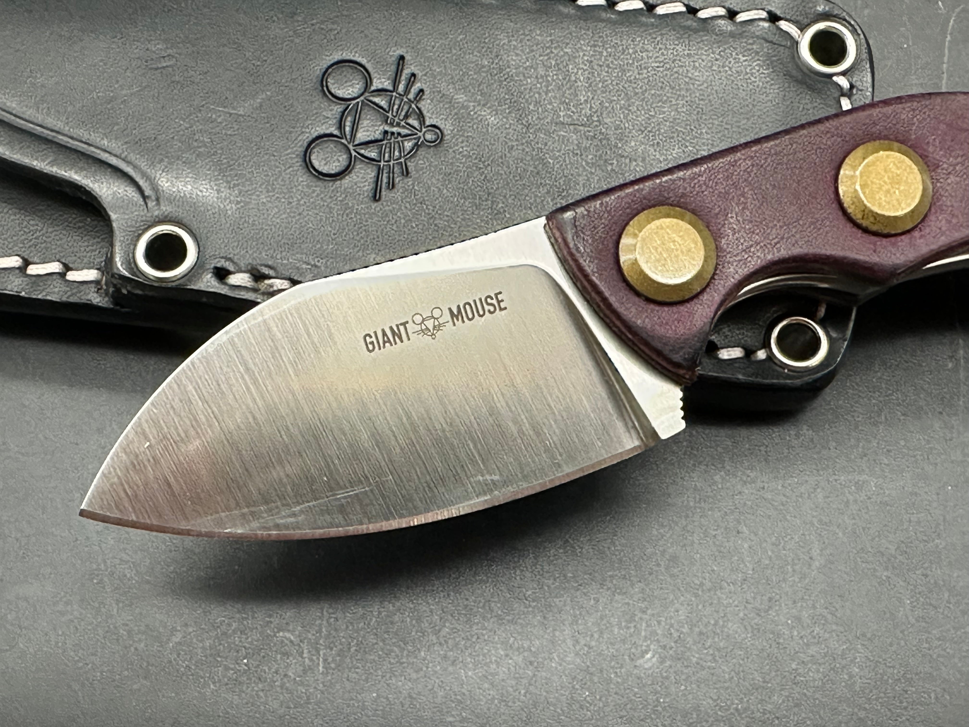 Giant Mouse GMF 1 Fat Satin/M390blade/Oak City Leather Supply custom sheath