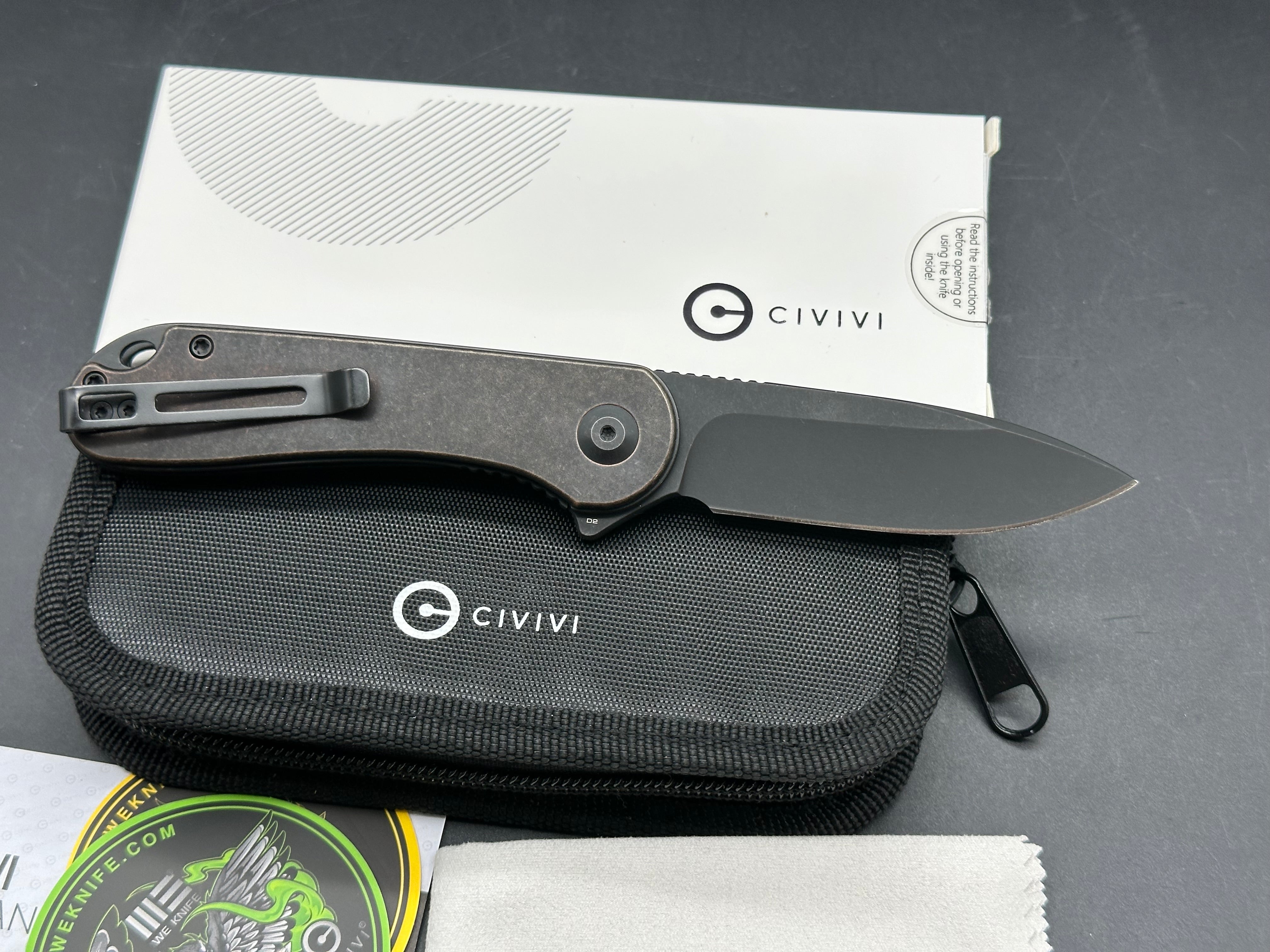 CIVIVI Elementum Liner Lock Knife Brass (2.9" Black Stonewash)