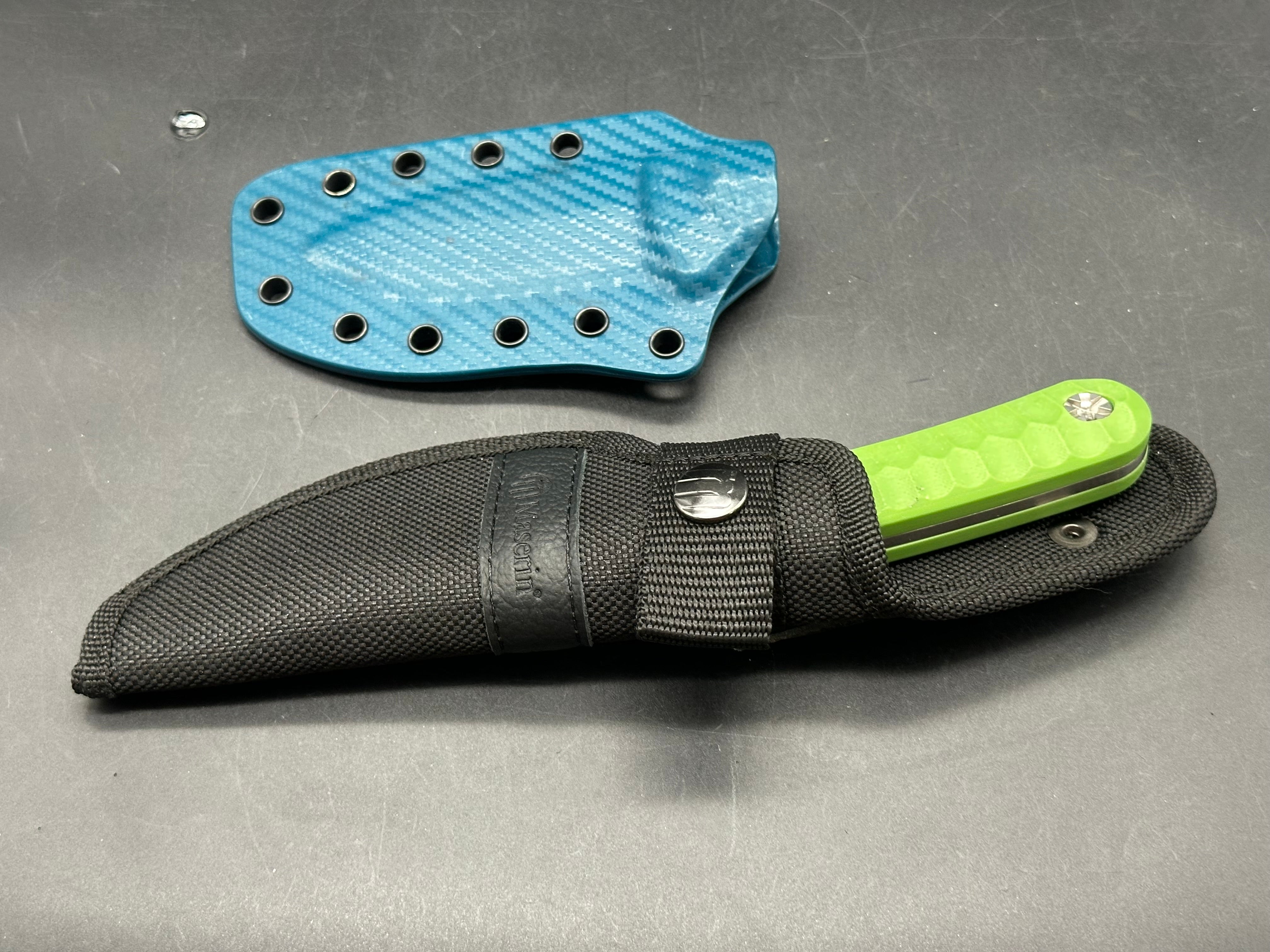 Maserin 975/g10 scales/440c satin blade/custom kydex sheath
