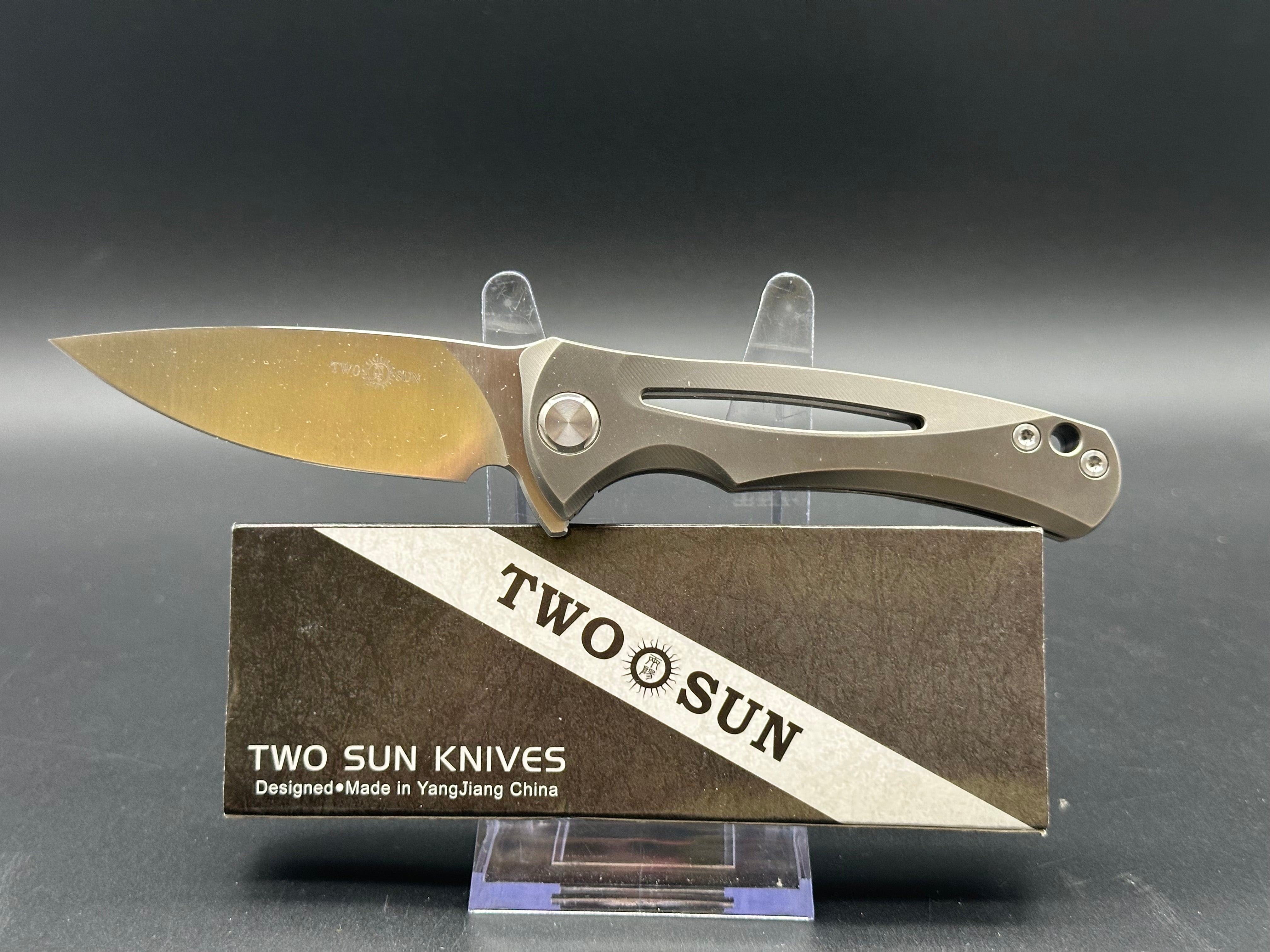 TwoSun TS249 titanium handle w/14c28n blade