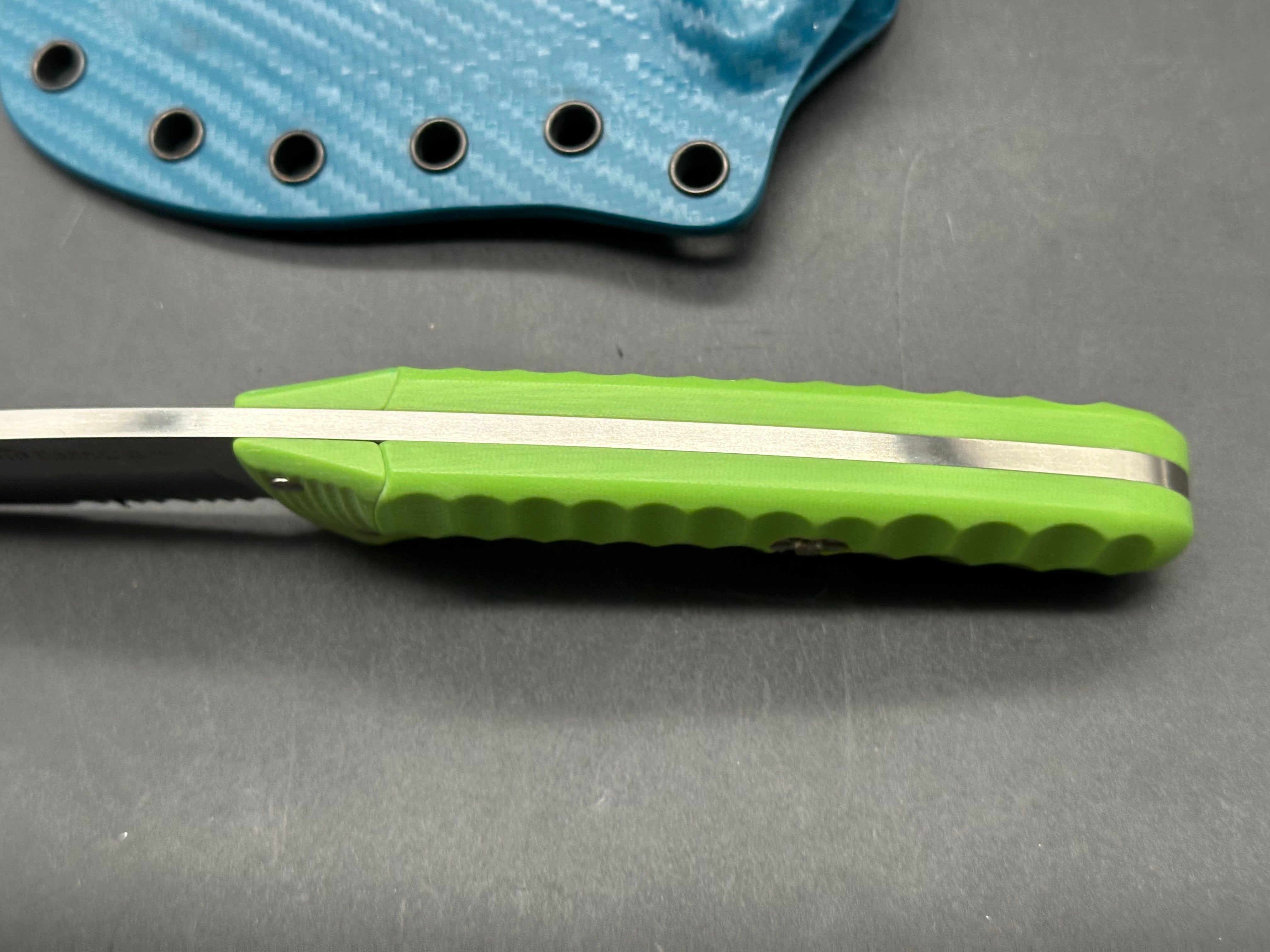 Maserin 975/g10 scales/440c satin blade/custom kydex sheath