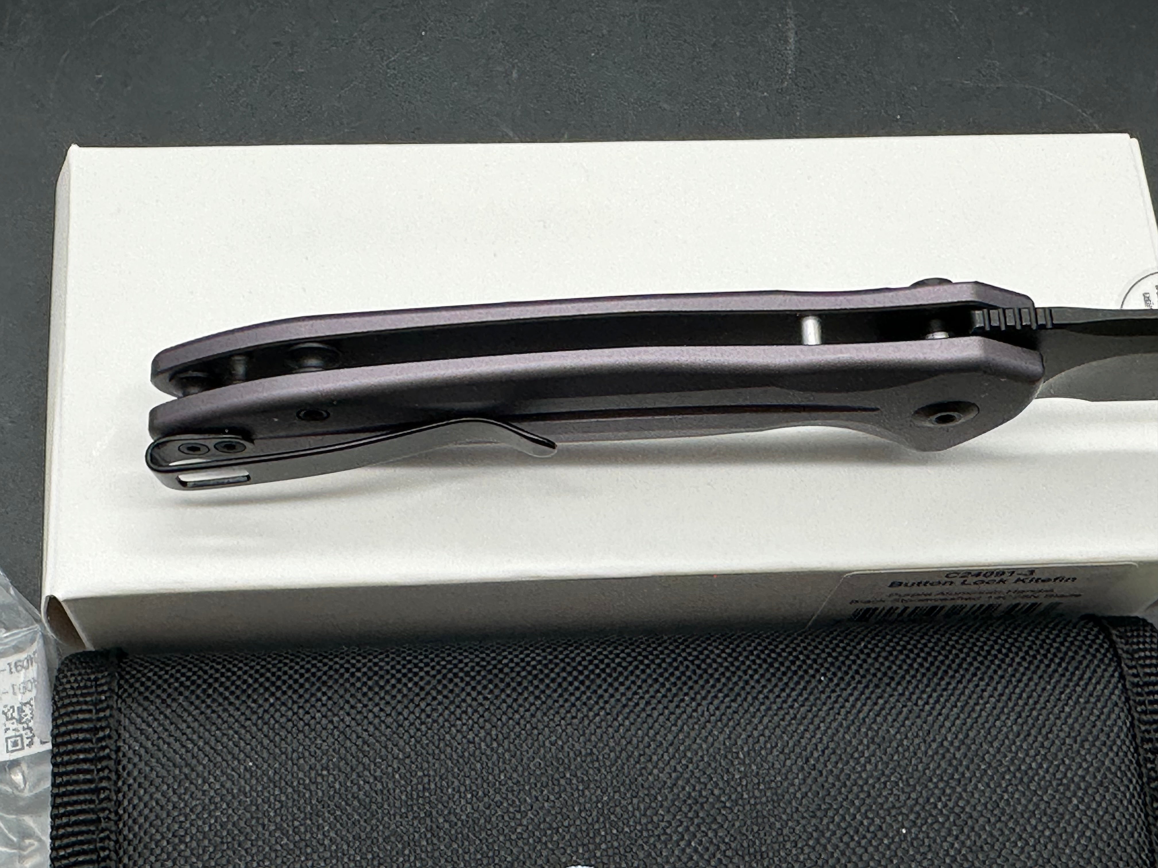 CIVIVI BUTTON LOCK KITEFIN FOLDING KNIFE PURPLE ALUMINUM HANDLE 14C28N BLADE