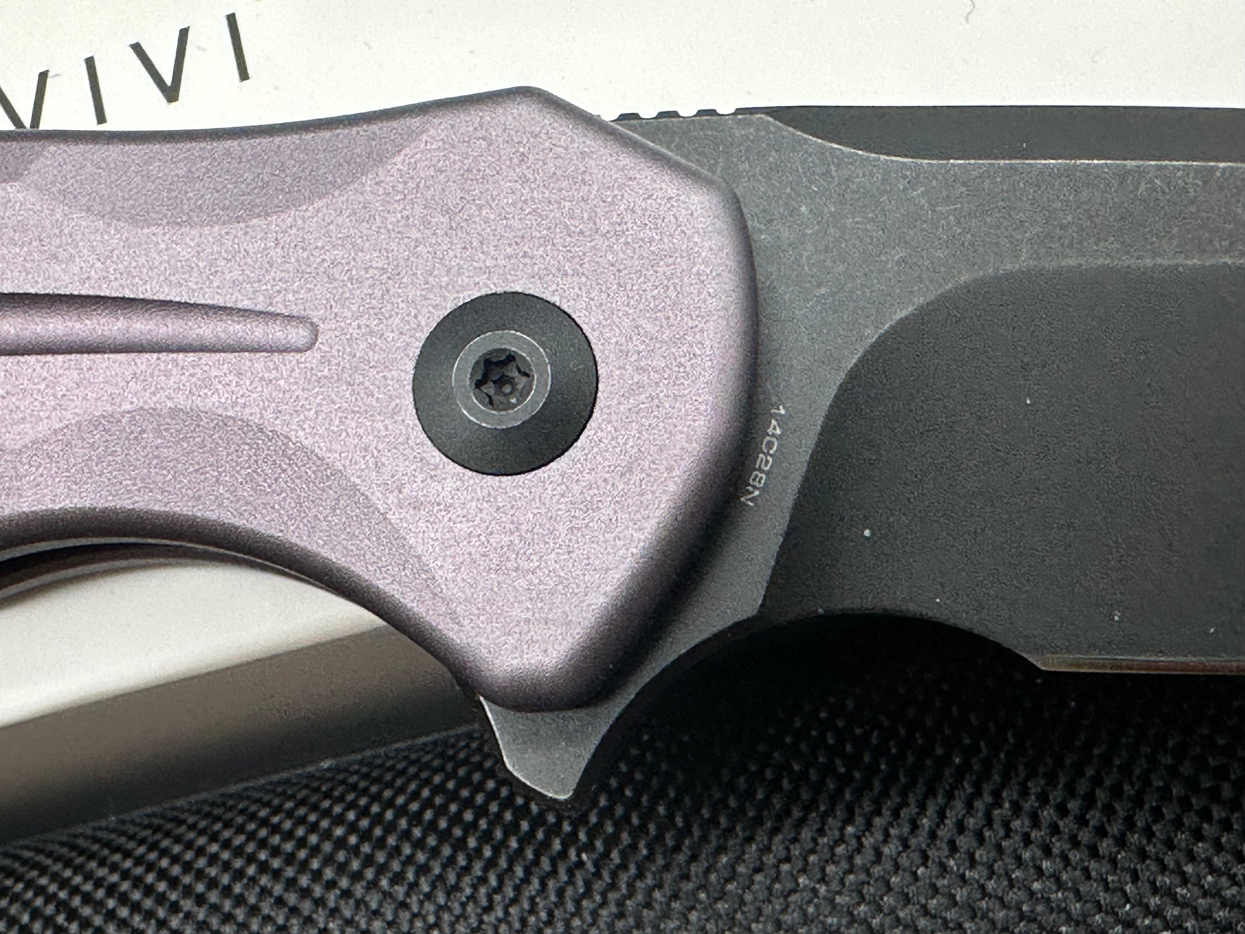 CIVIVI BUTTON LOCK KITEFIN FOLDING KNIFE PURPLE ALUMINUM HANDLE 14C28N BLADE