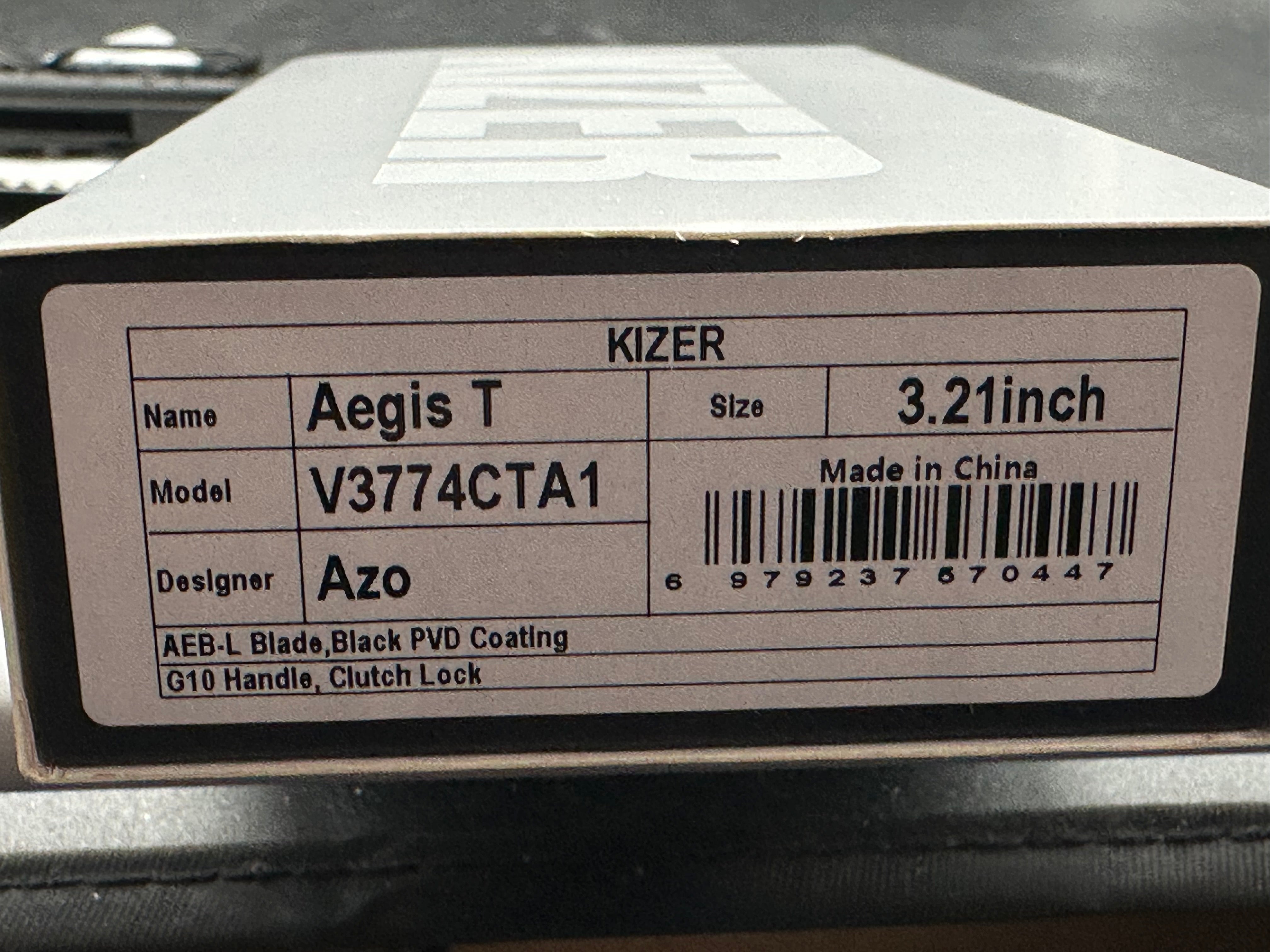 KIZER AEGIS T FOLDING KNIFE BLACK G10 HANDLE AEB-L TANTO BLACK PVD BLADE