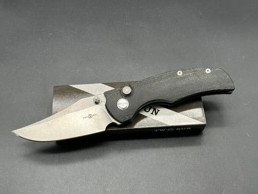 TWOSUN BUTTON LOCK BLACK LINEN MICARTA HANDLE D2 PLAIN EDGE TS398