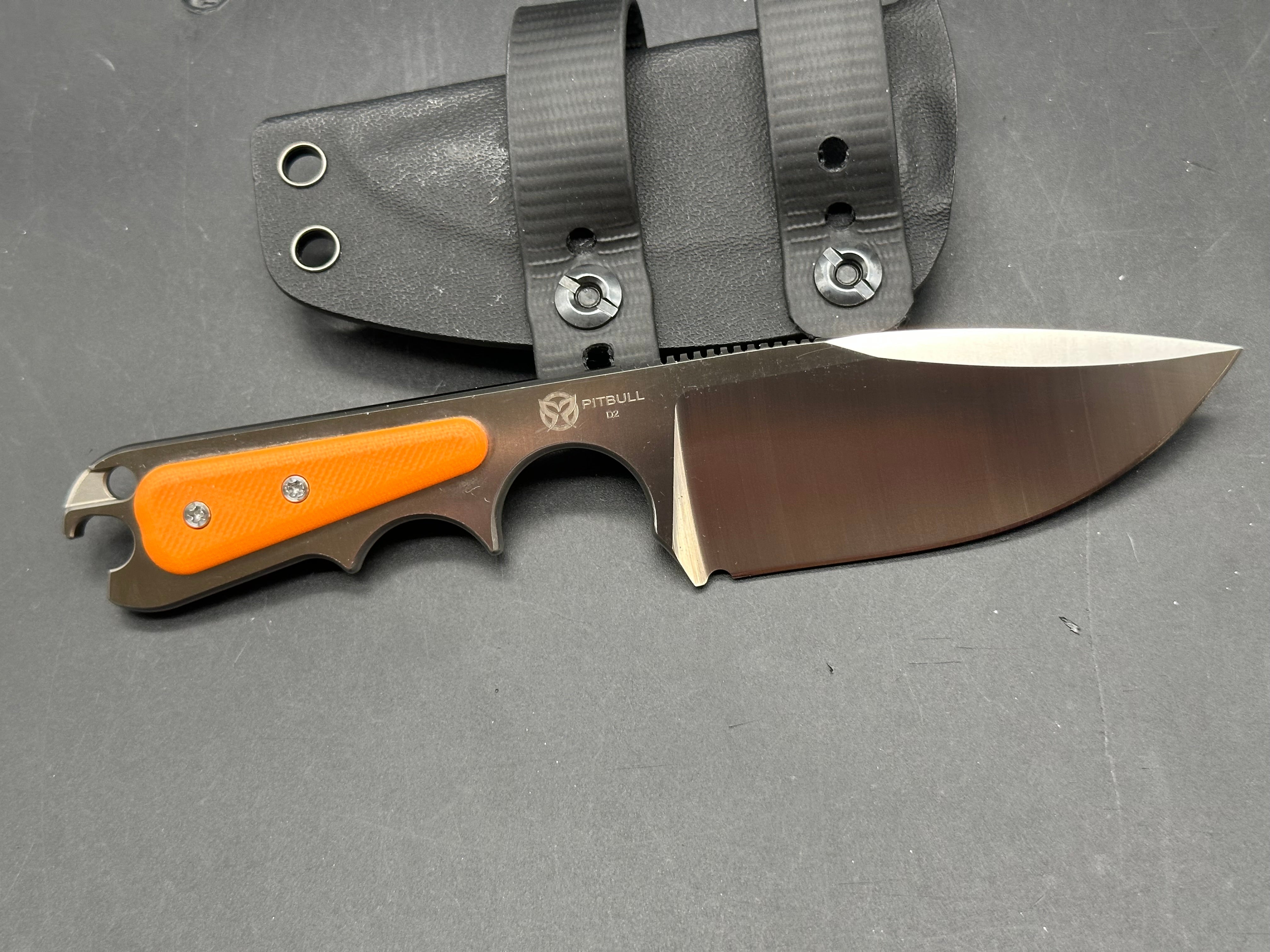 PMP Pitbull/g 10 handle/ D2 satin blade