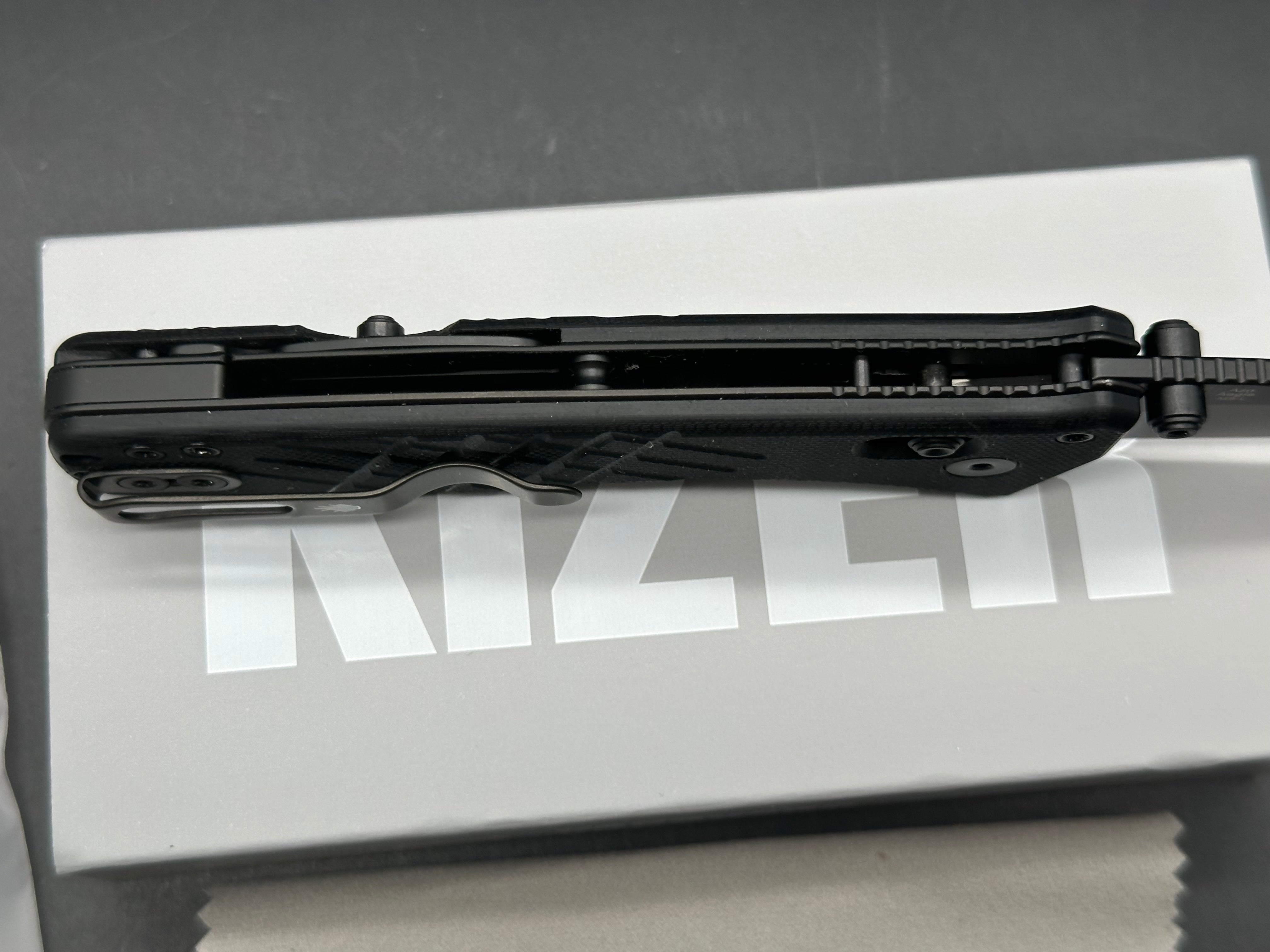 KIZER AEGIS T FOLDING KNIFE BLACK G10 HANDLE AEB-L TANTO BLACK PVD BLADE