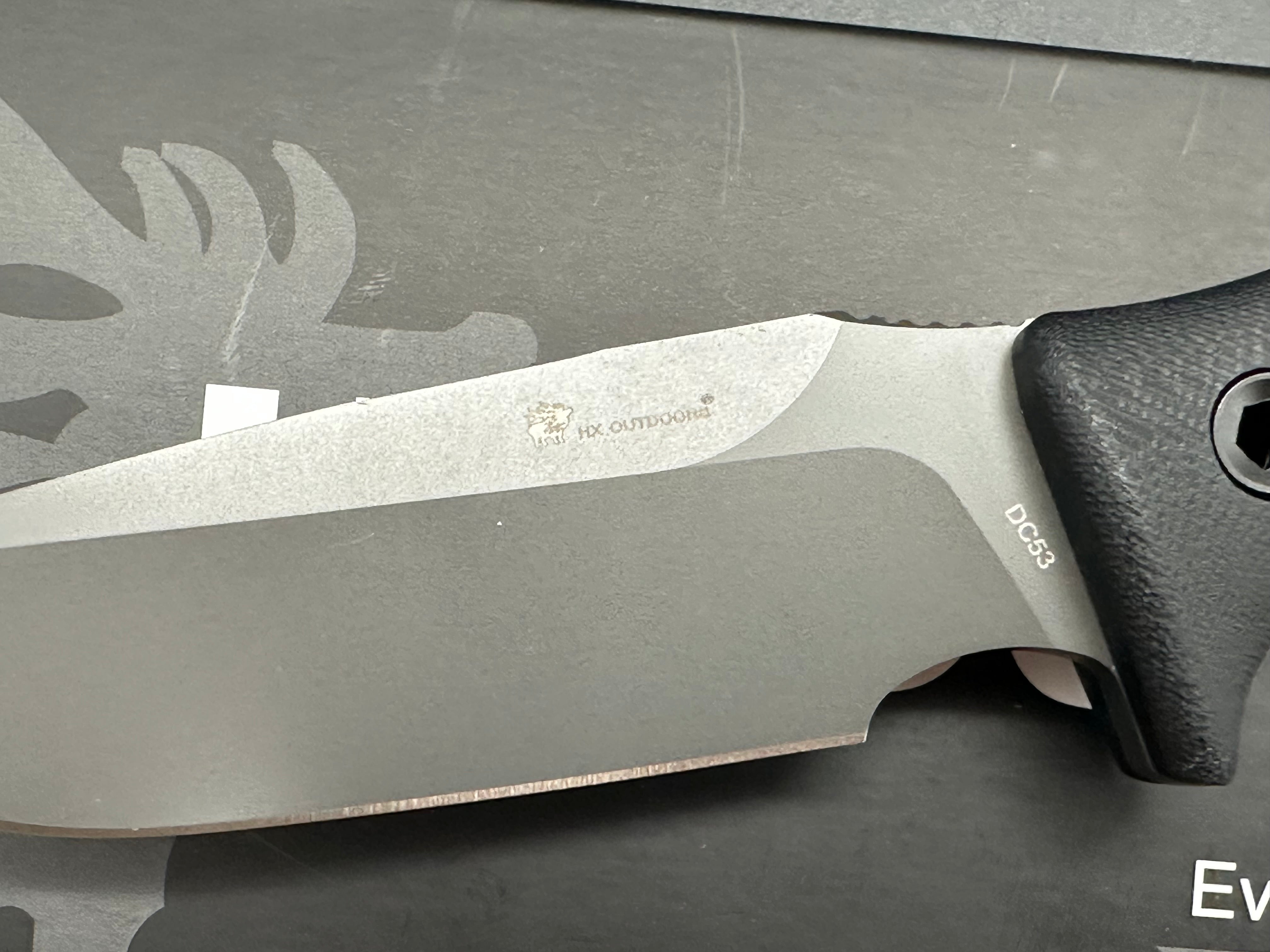 HX Outdoors ROCK APEX Fixed Blade | 3.8" DC53 Blade | Black G10 Handle