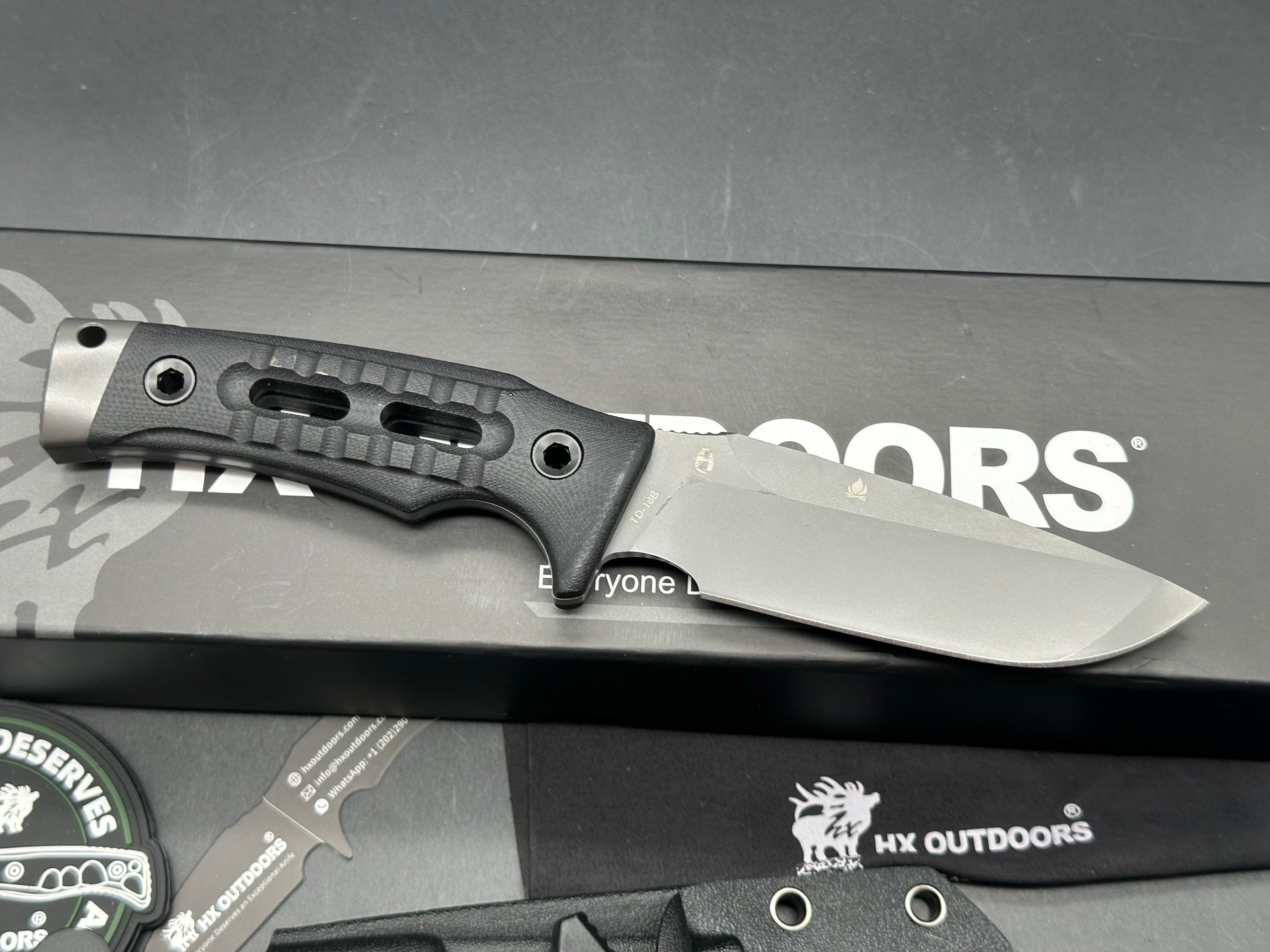 HX Outdoors ROCK APEX Fixed Blade | 3.8" DC53 Blade | Black G10 Handle