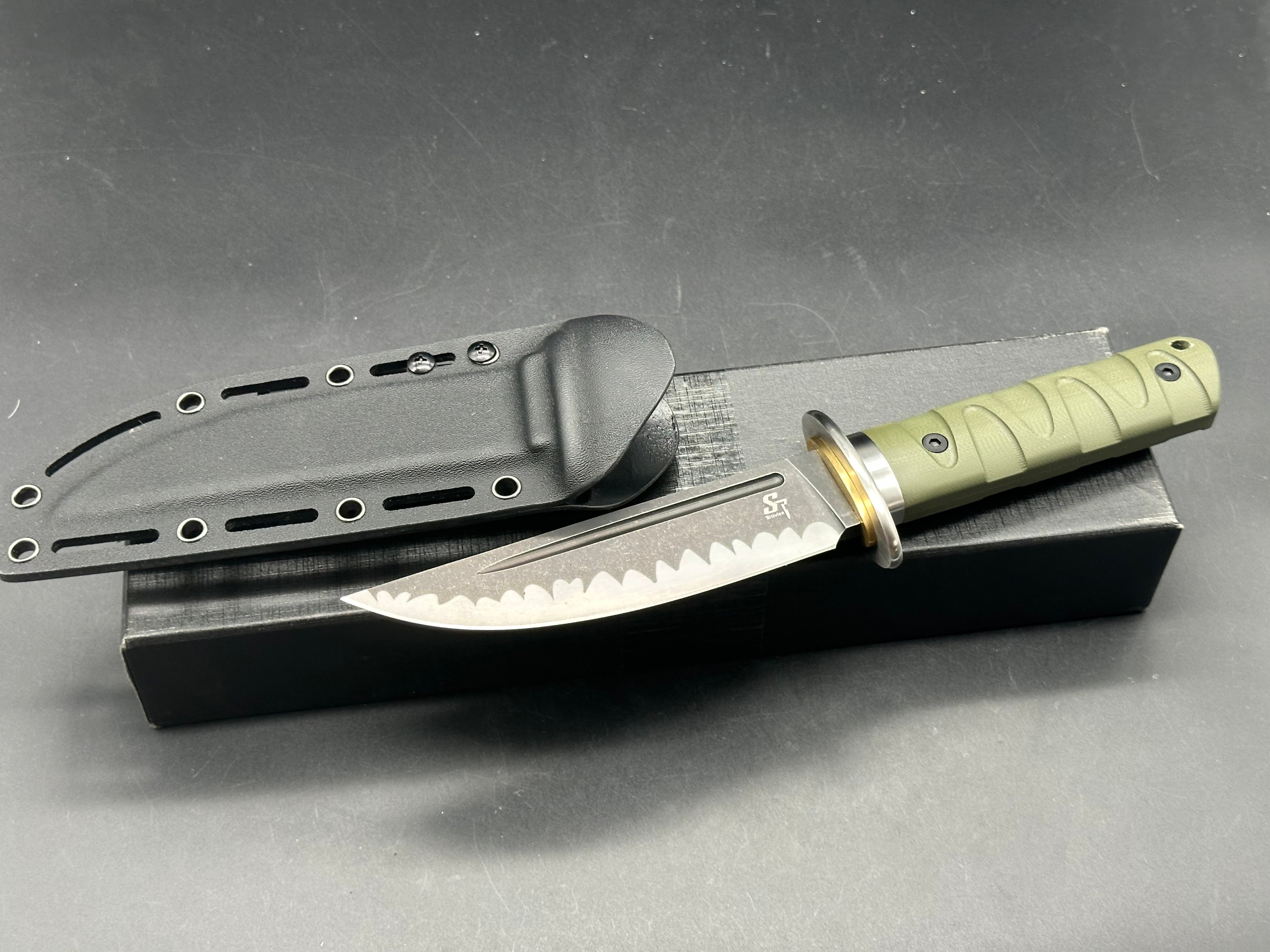 Sitivien ST29 Fixed Blade Knife, AUS-10 Steel Blade G10 Handle Full Tang Bowie Knife