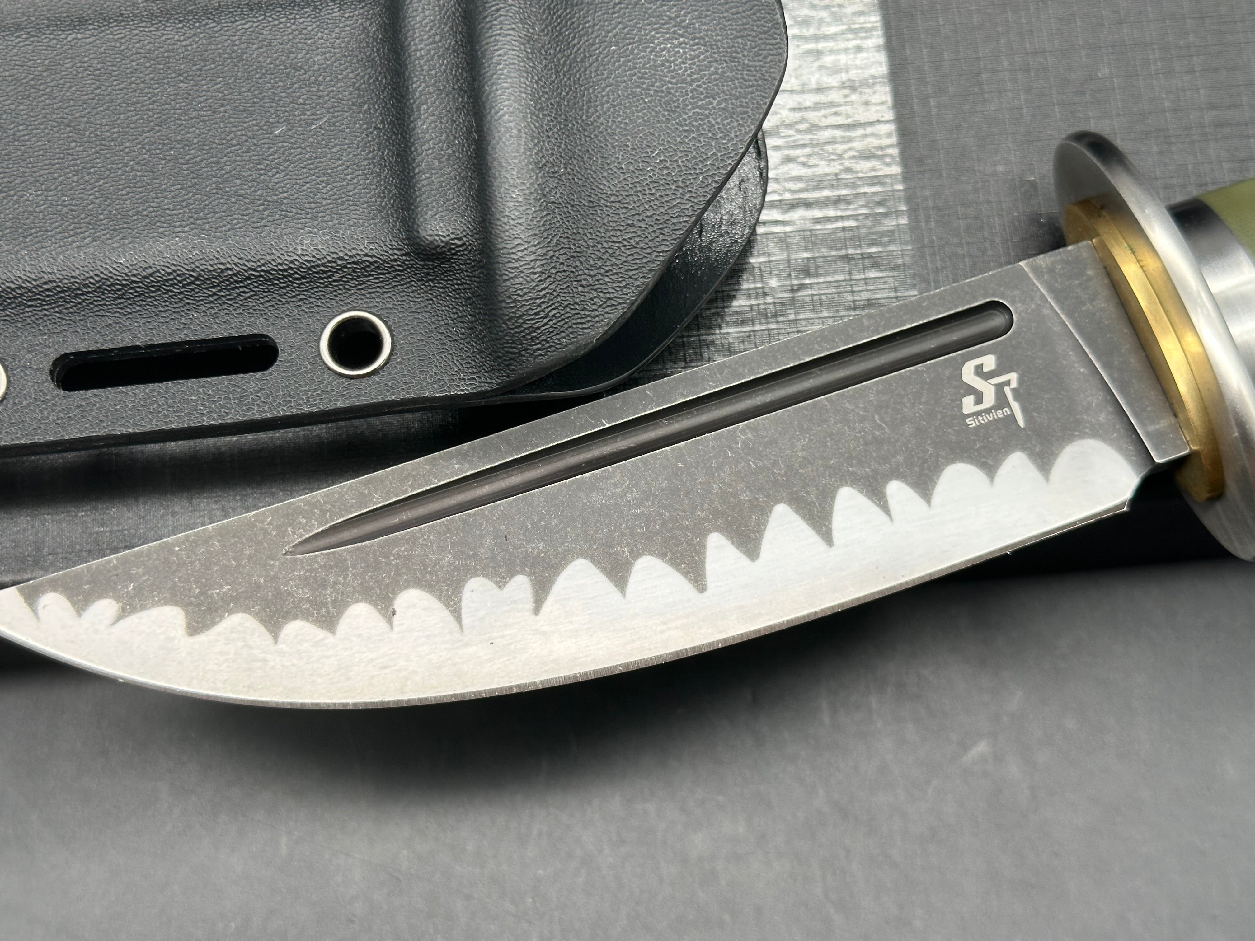 Sitivien ST29 Fixed Blade Knife, AUS-10 Steel Blade G10 Handle Full Tang Bowie Knife