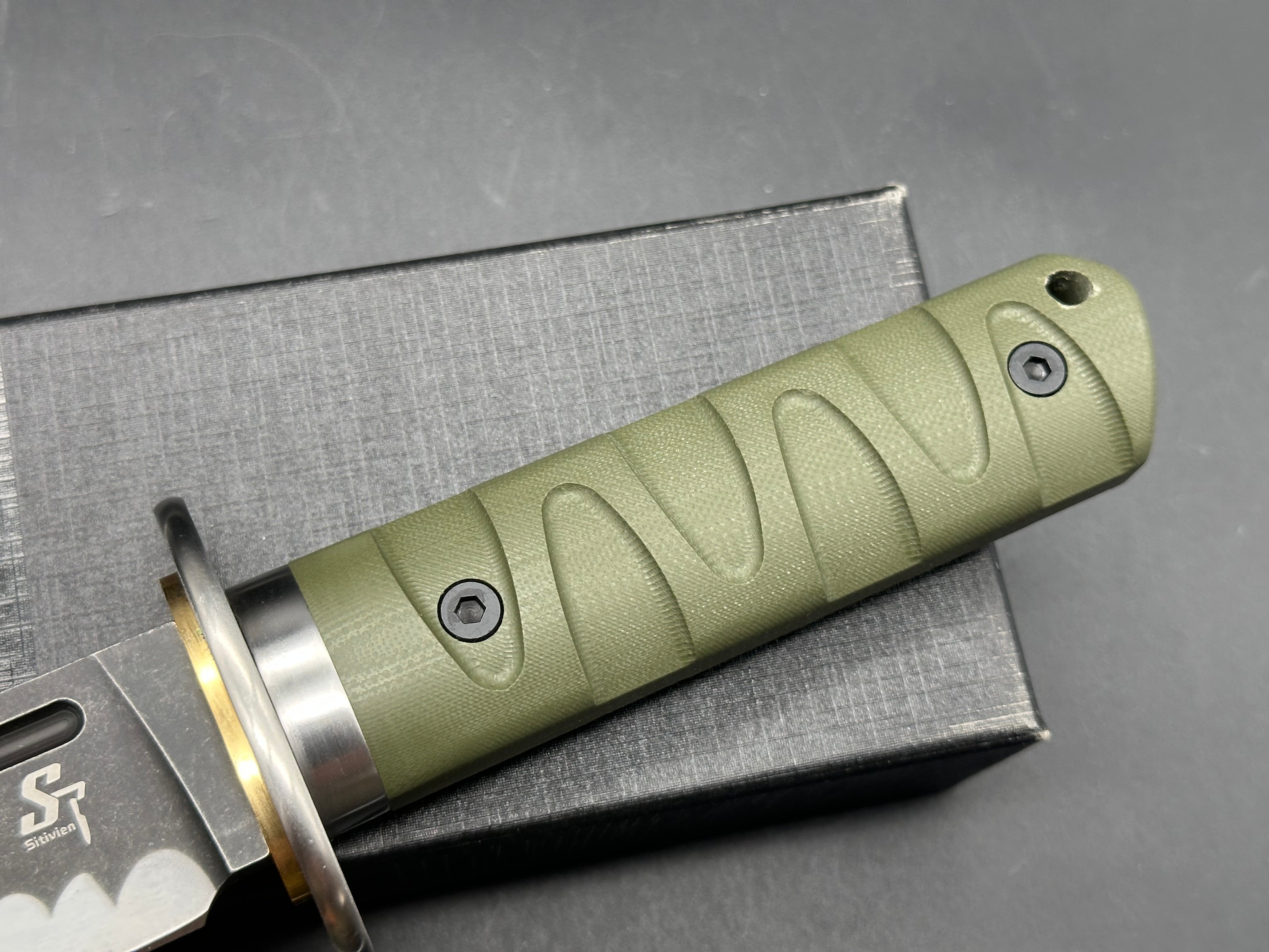 Sitivien ST29 Fixed Blade Knife, AUS-10 Steel Blade G10 Handle Full Tang Bowie Knife