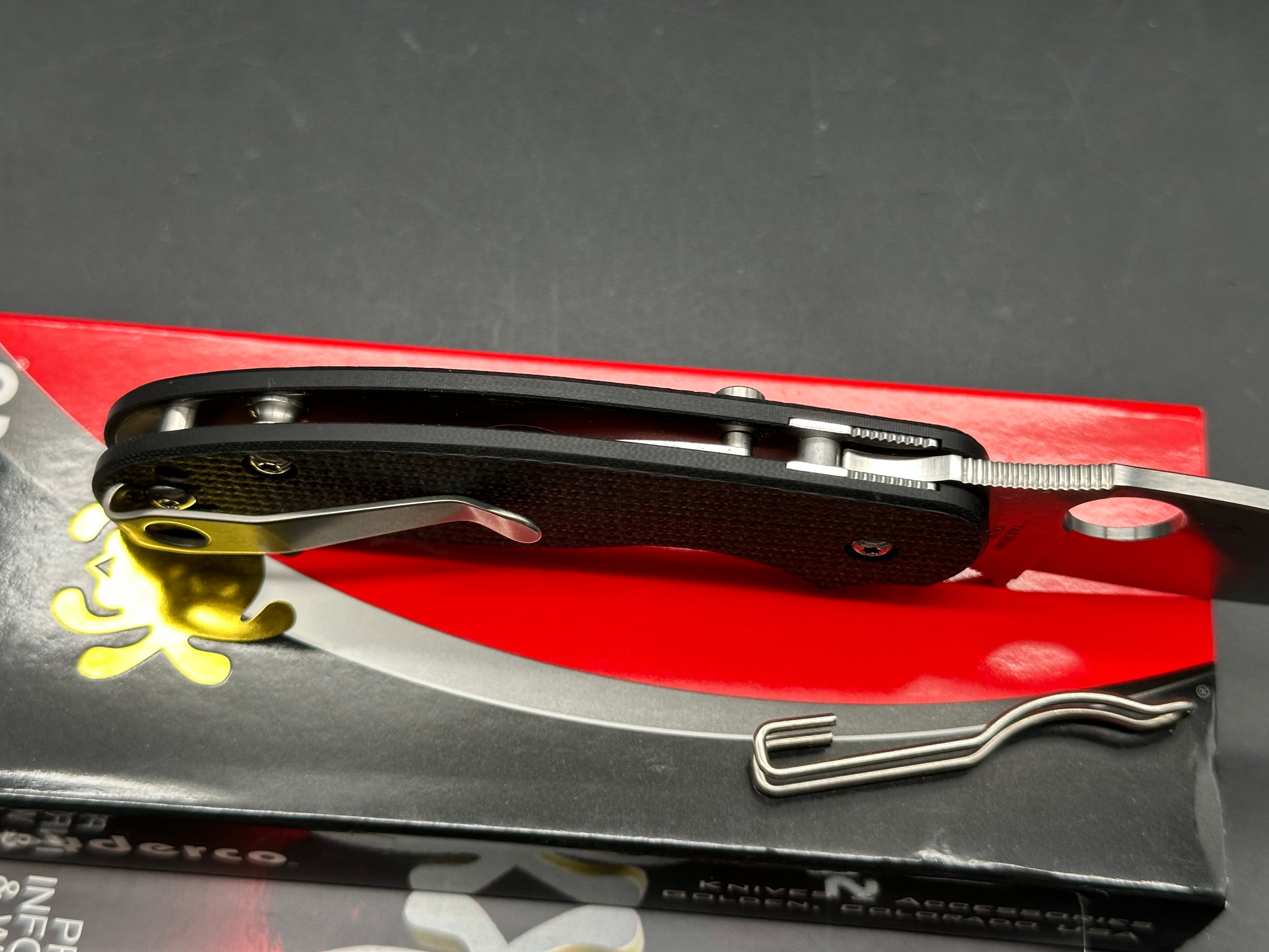 Spyderco Sage 6, 3" CPM S30V Satin Blade with Carbon Fiber-Black G10 Laminate with Lynch NW Titanium Pocket Clip Installed