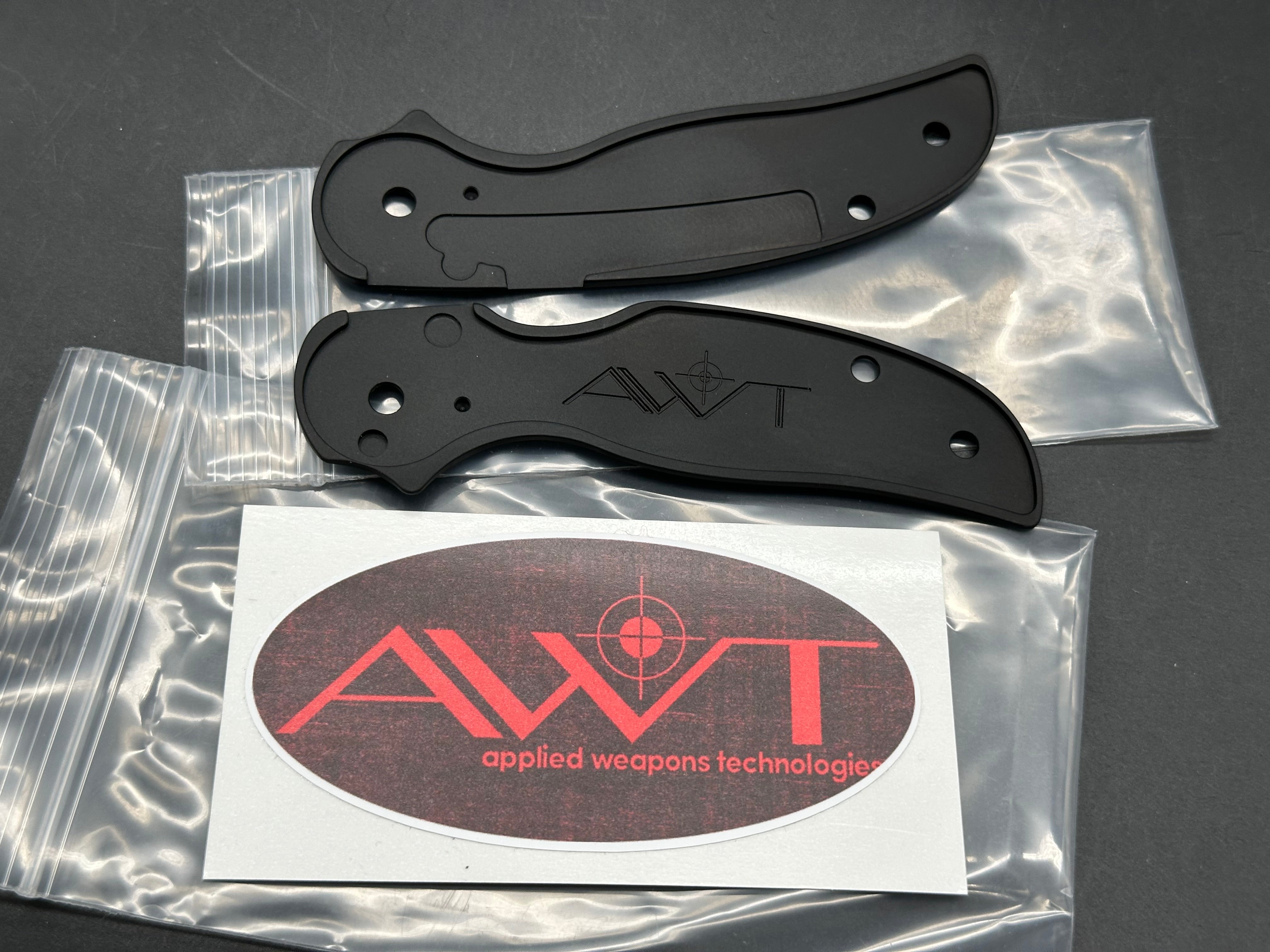 AWT (Applied Weapons Tech) NEW Spyderco Sage 5 Replacement Scales, Black Anodized Aluminum