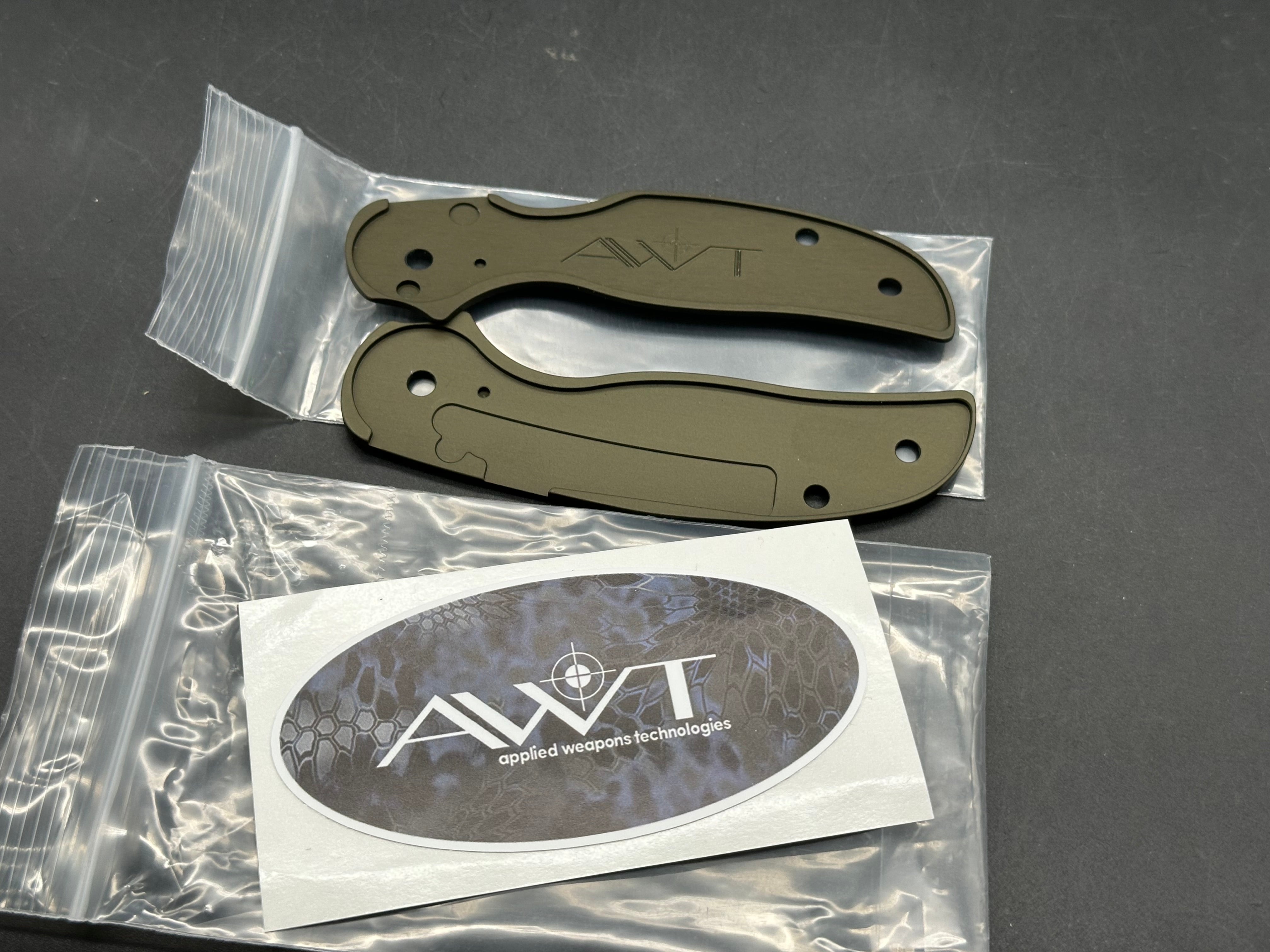 AWT (Applied Weapons Tech) NEW Spyderco Sage 5 Replacement Scales, OD Green Anodized Aluminum