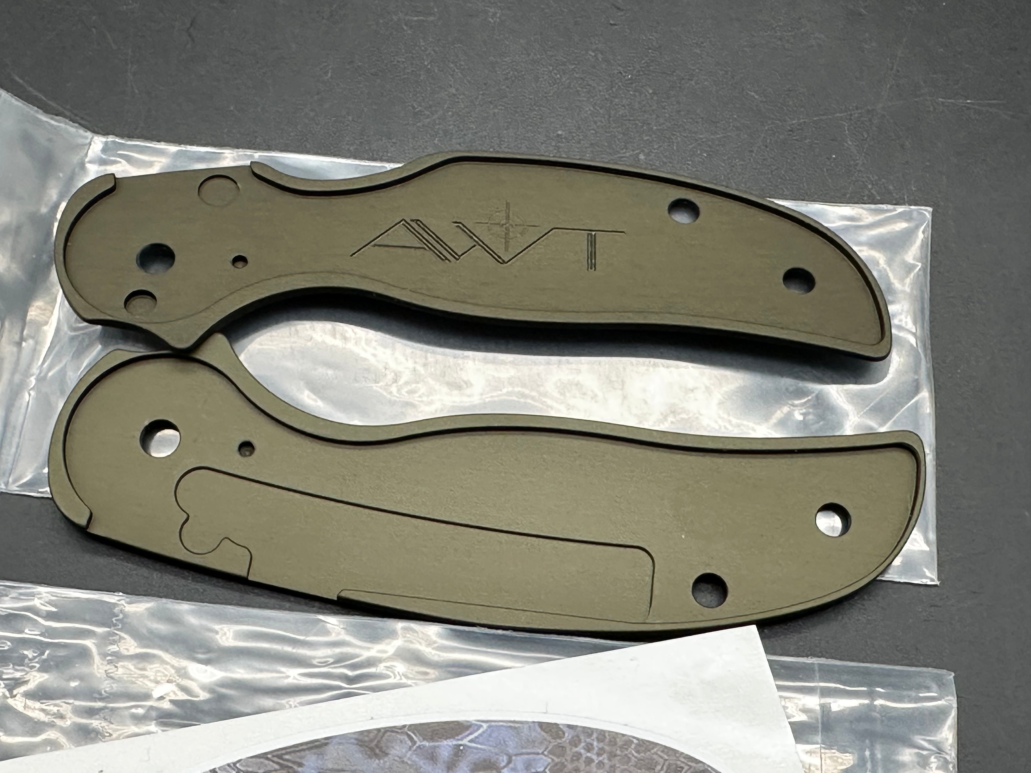 AWT (Applied Weapons Tech) NEW Spyderco Sage 5 Replacement Scales, OD Green Anodized Aluminum