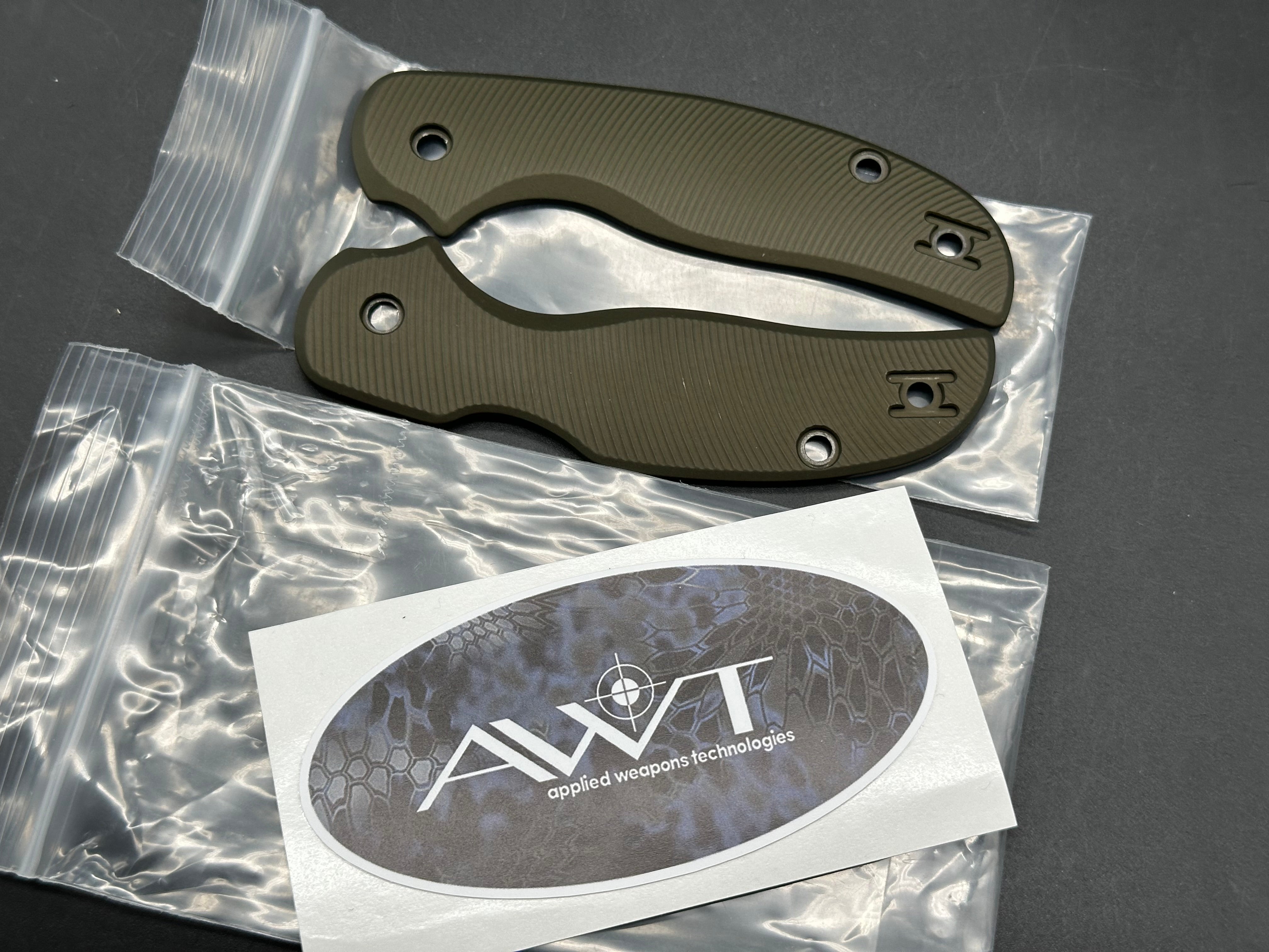 AWT (Applied Weapons Tech) NEW Spyderco Sage 5 Replacement Scales, OD Green Anodized Aluminum