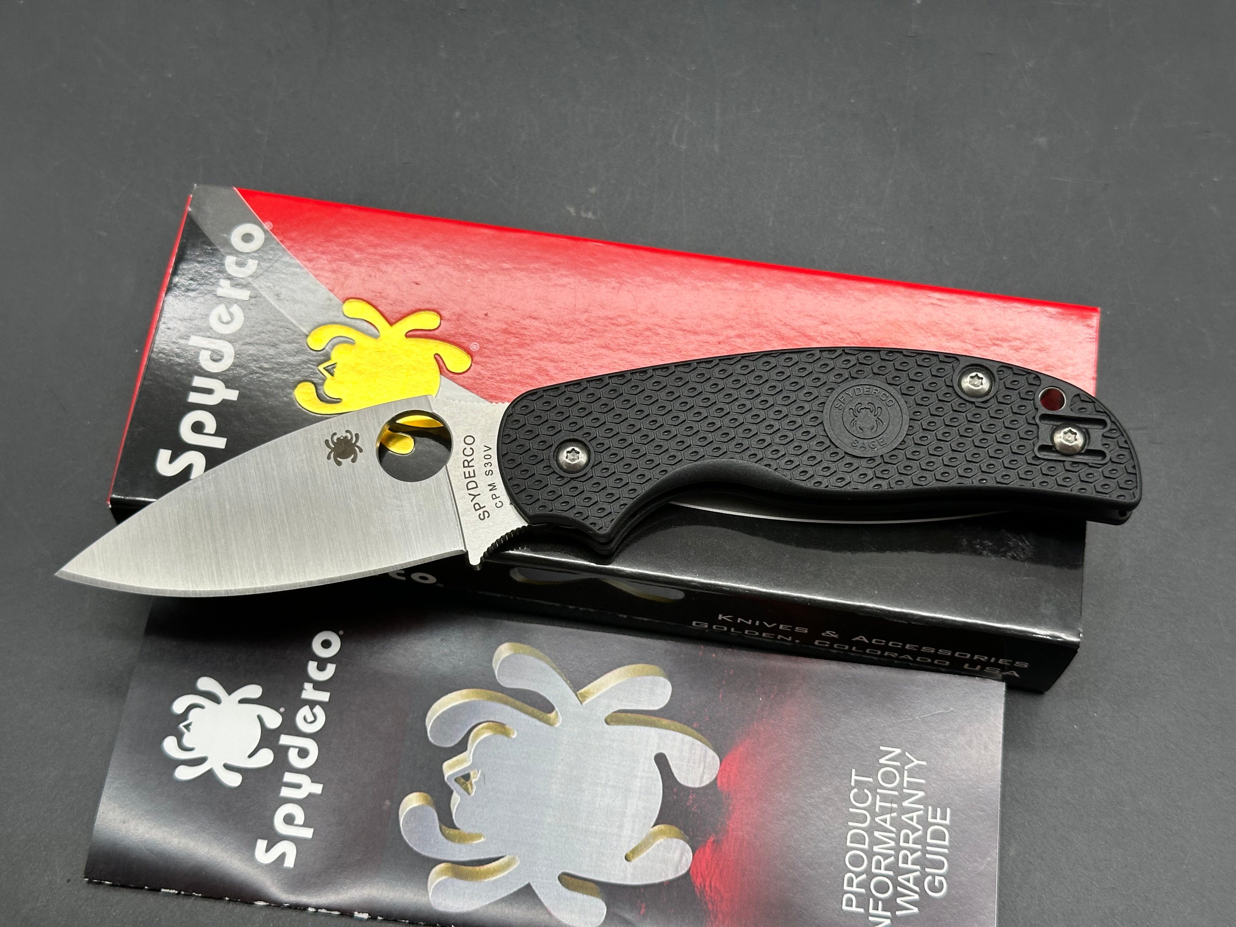 Spyderco Sage 5 Lightweight, 3" CPM S30V Satin Blade with Black FRN Scales