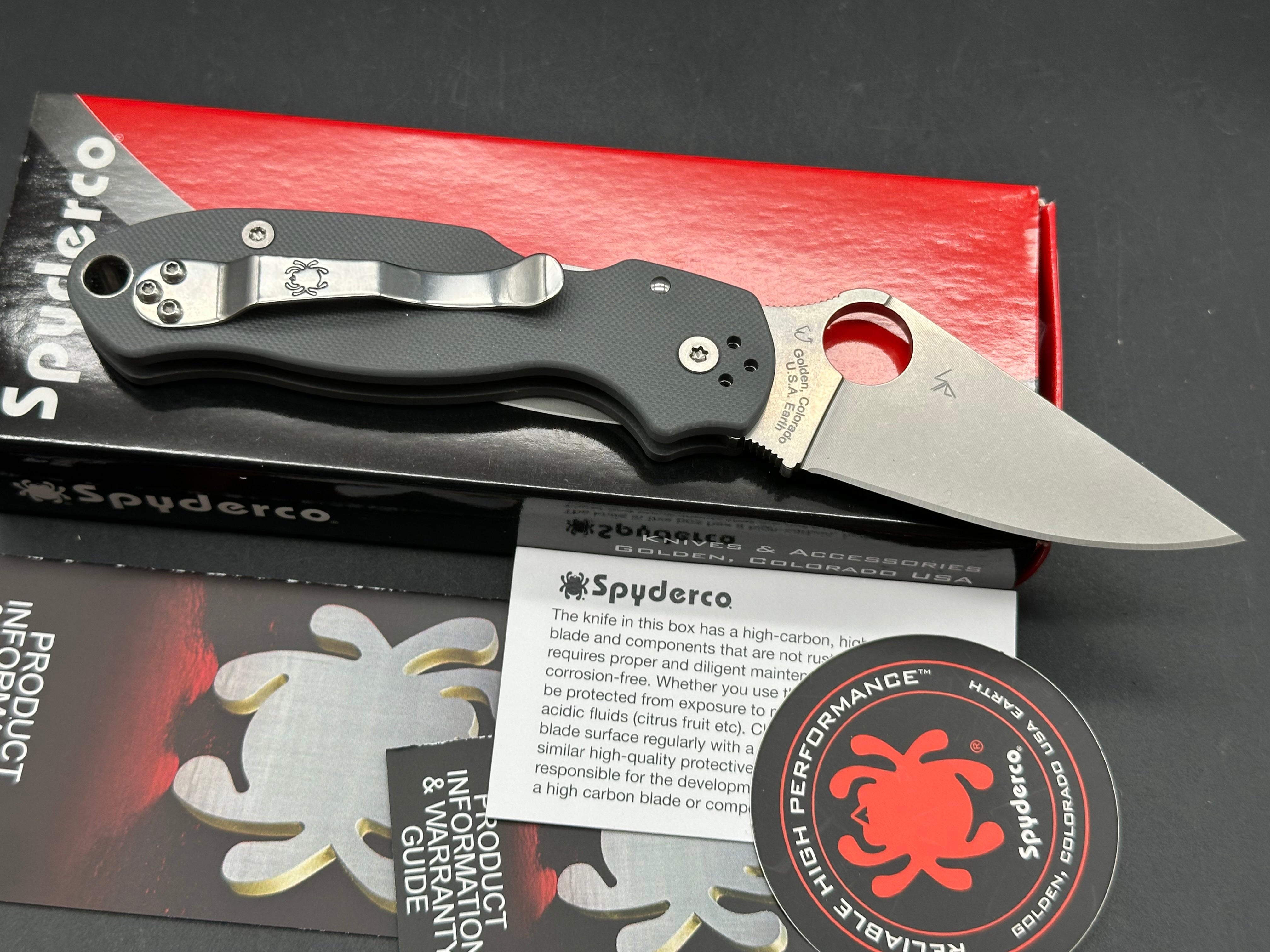 Spyderco Para 3 2.93" Maxamet Stonewash Blade with Gray G10 Scales