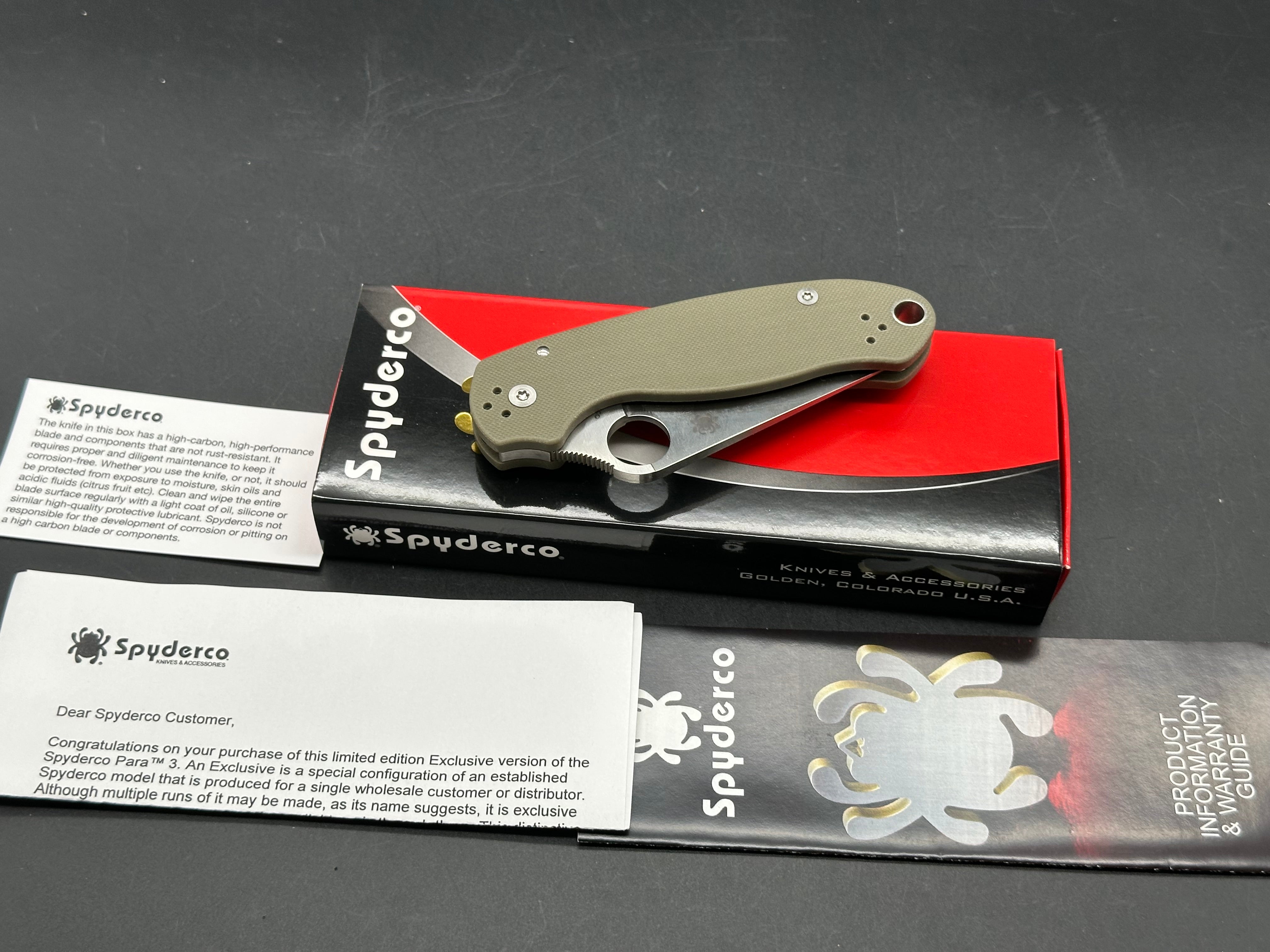 Spyderco Para 3 (Bento Box Exclusive), 2.93" Bohler K390 Blade with Ranger Green G10 Scales