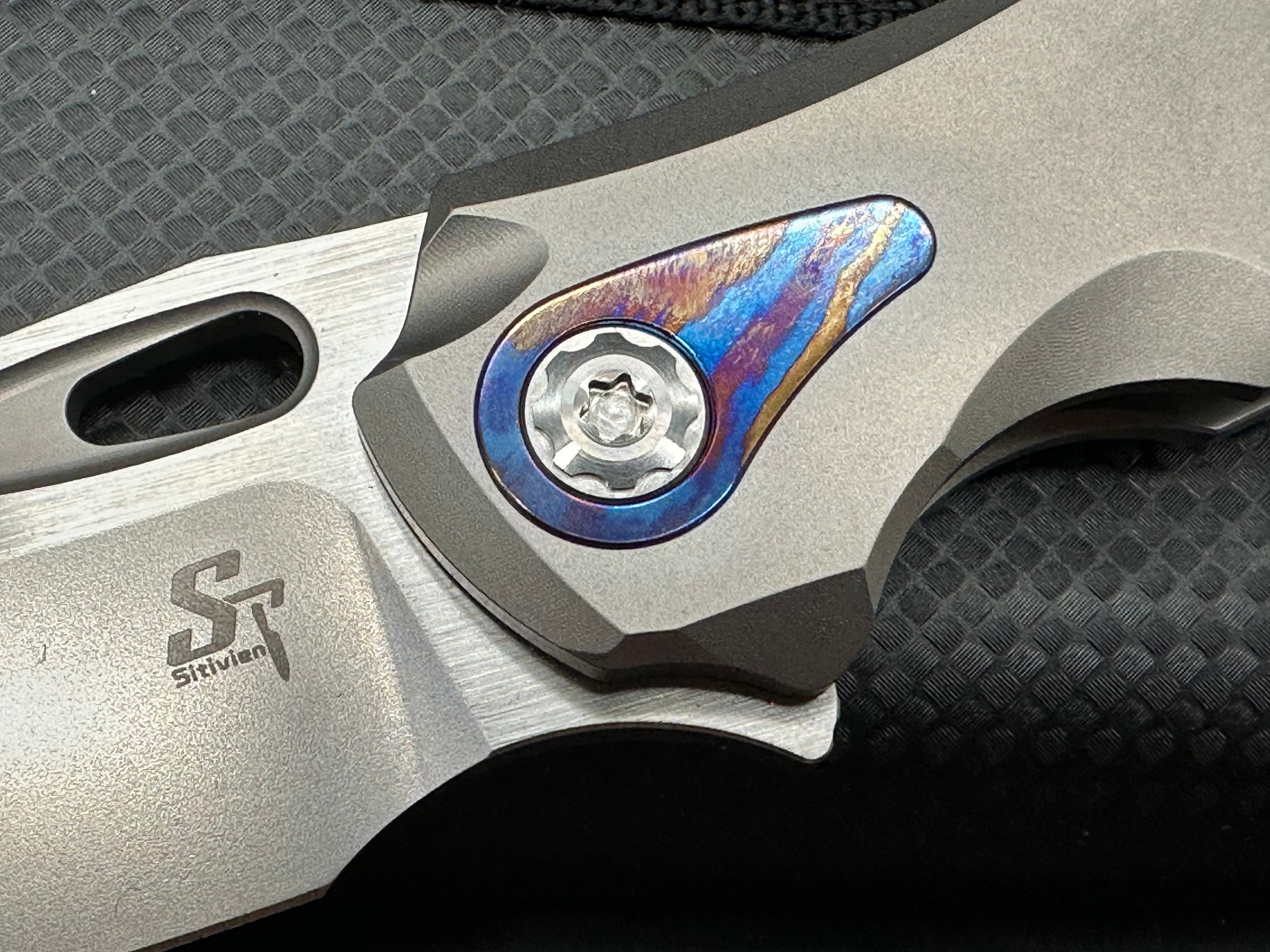 Sitivien ST 276 M390 Steel blade with Timascus inlays