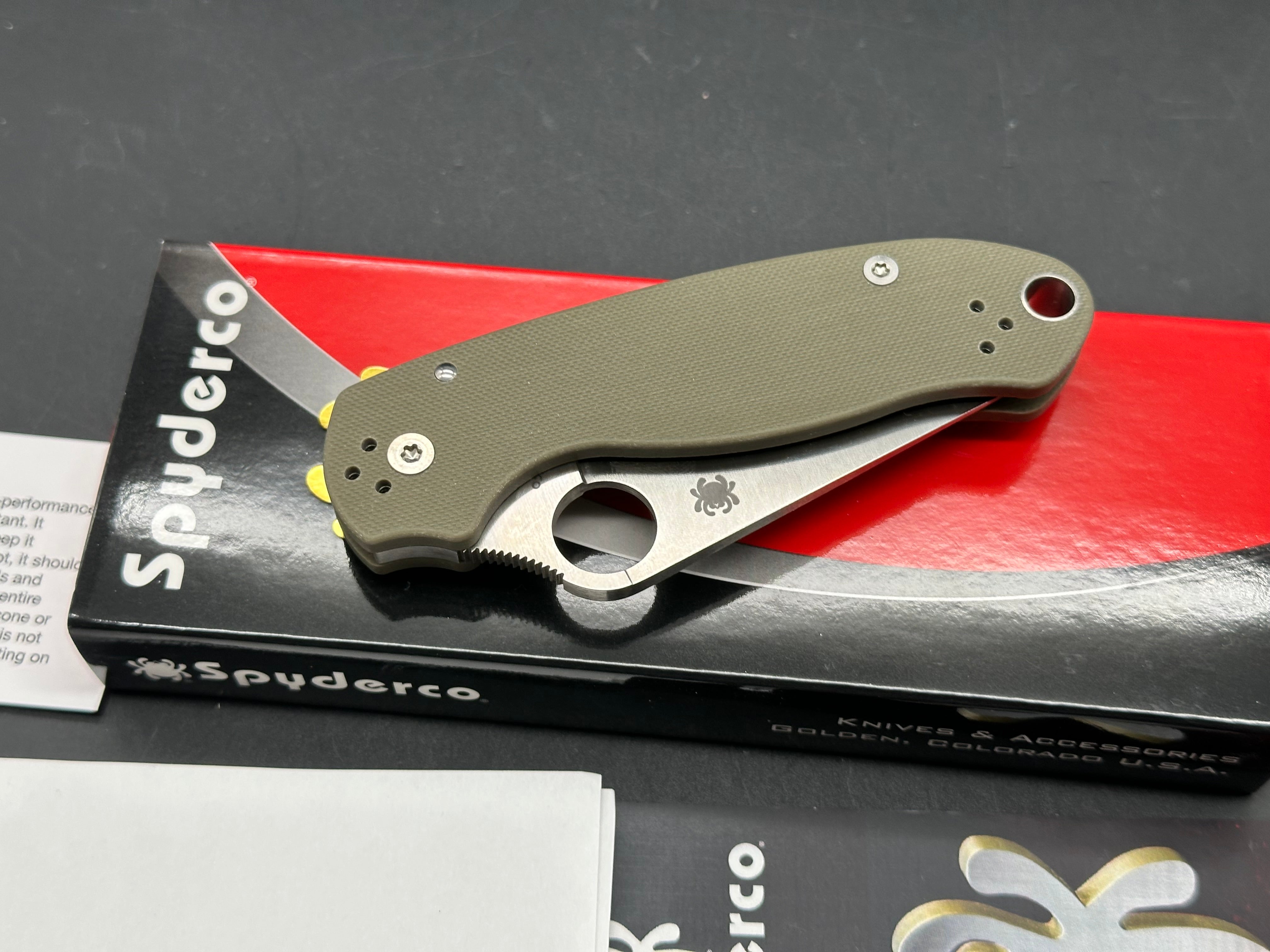 Spyderco Para 3 (Bento Box Exclusive), 2.93" Bohler K390 Blade with Ranger Green G10 Scales