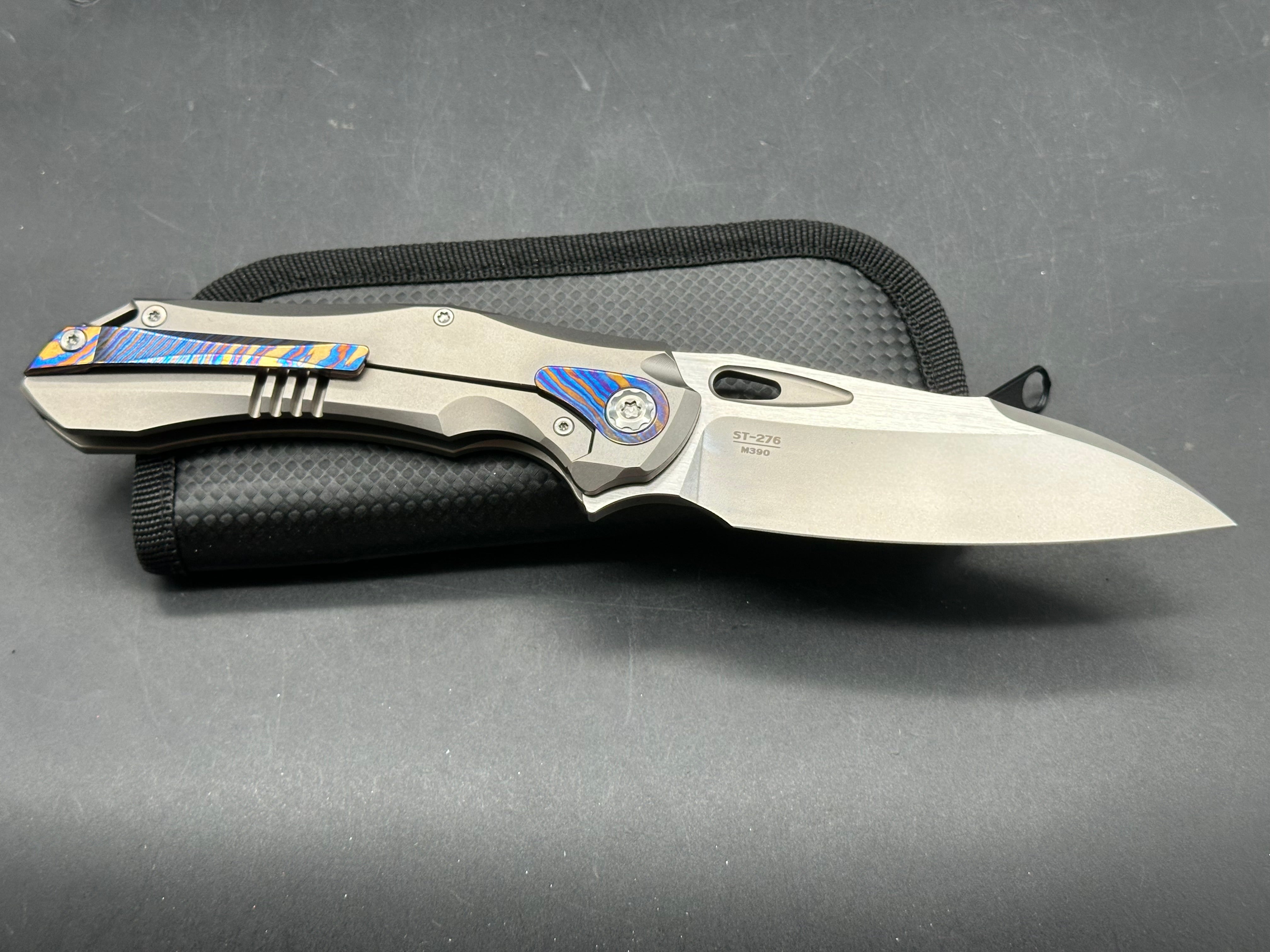 Sitivien ST 276 M390 Steel blade with Timascus inlays