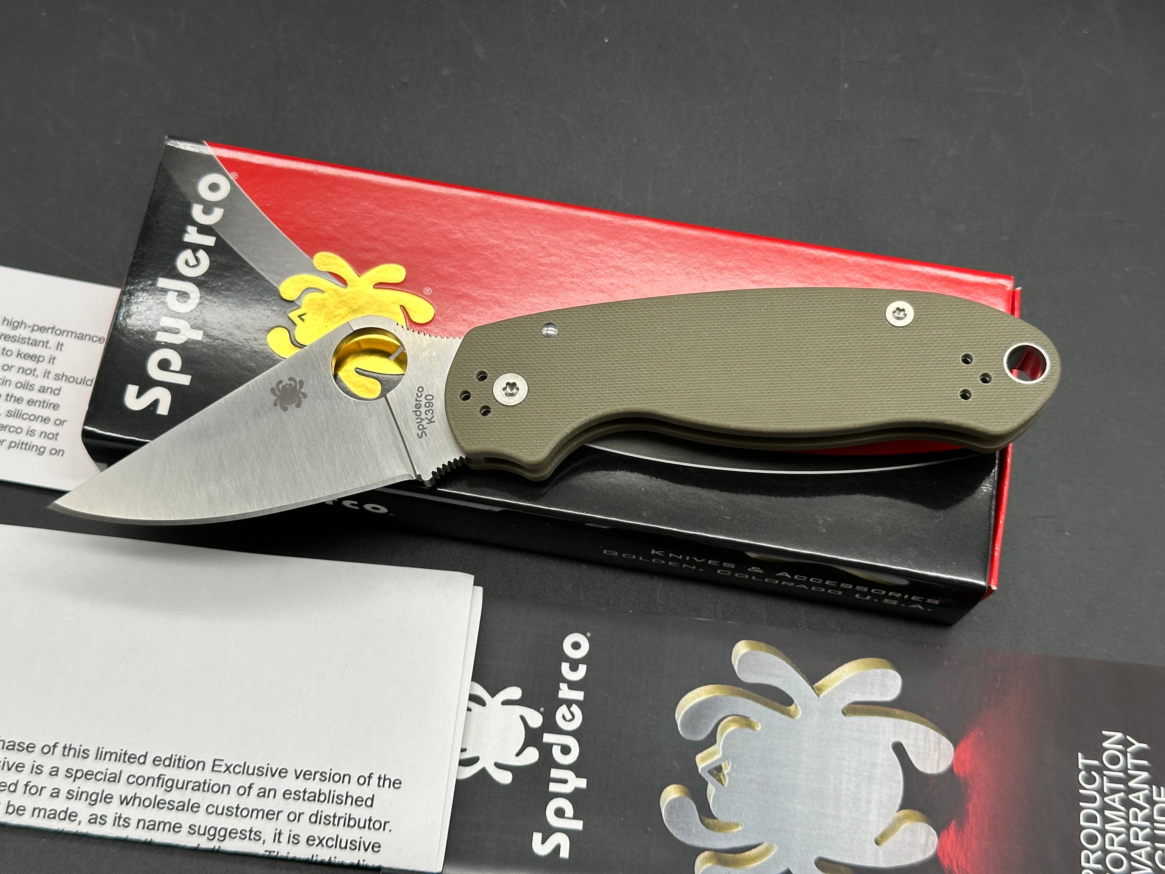 Spyderco Para 3 (Bento Box Exclusive), 2.93" Bohler K390 Blade with Ranger Green G10 Scales