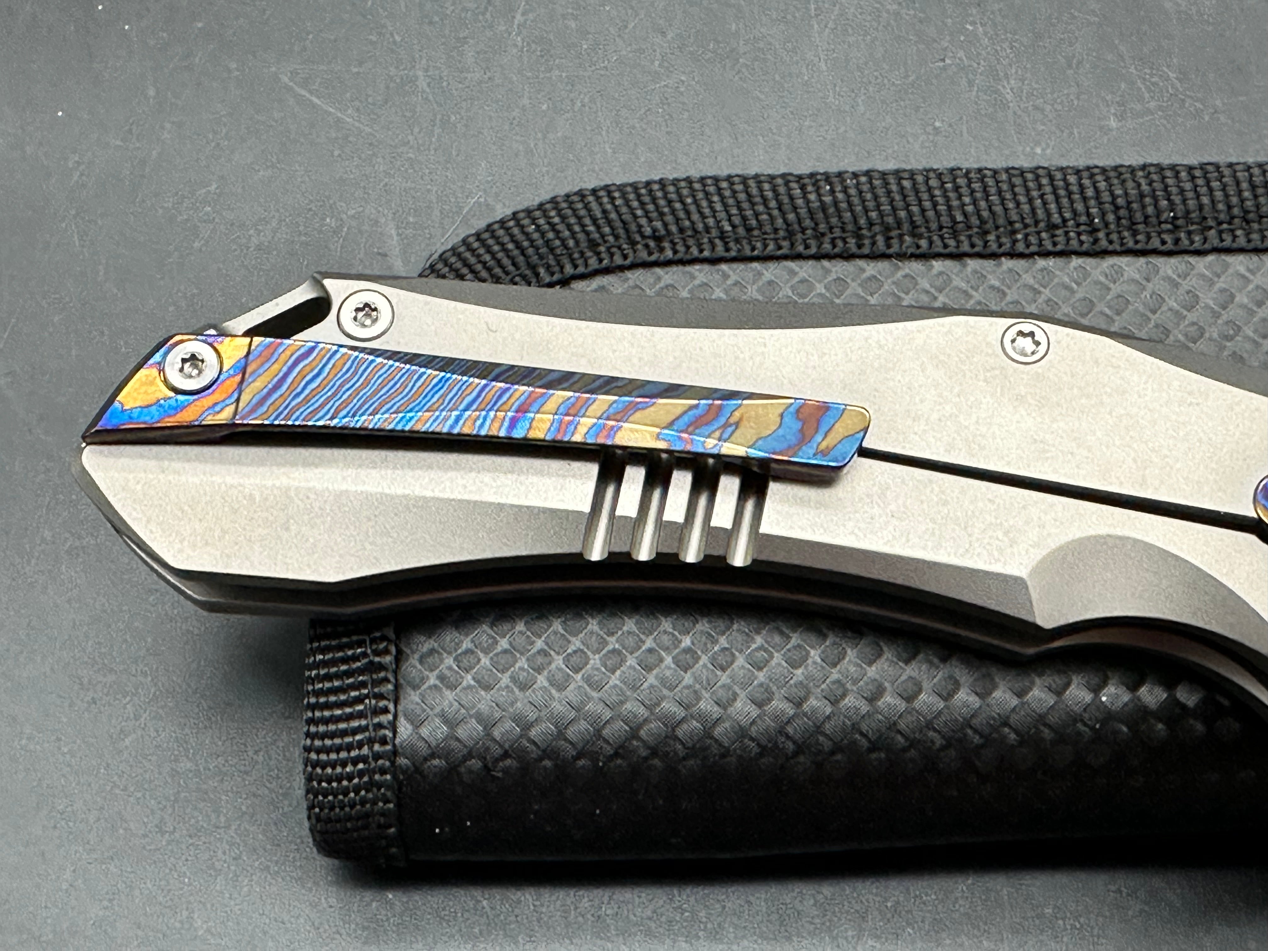 Sitivien ST 276 M390 Steel blade with Timascus inlays