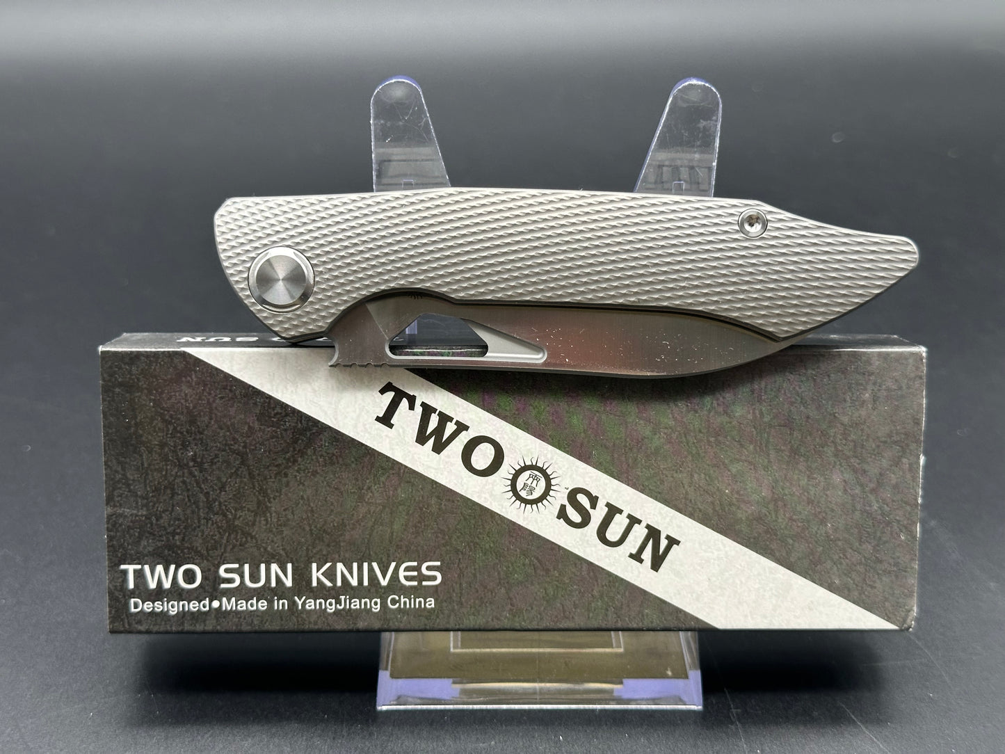 TWOSUN TS279 FOLDING KNIFE 14C28N TITANIUM HANDLE PLAIN EDGE