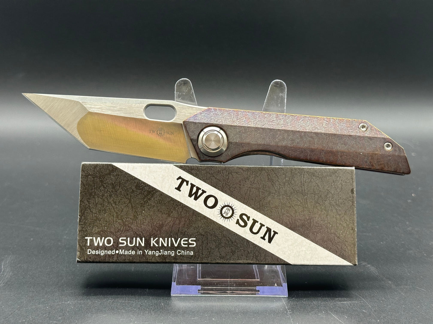 TWOSUN TS300-COLOR FOLDING KNIFE MULTICOLOR TITANIUM HANDLE 14C28N PLAIN EDGE